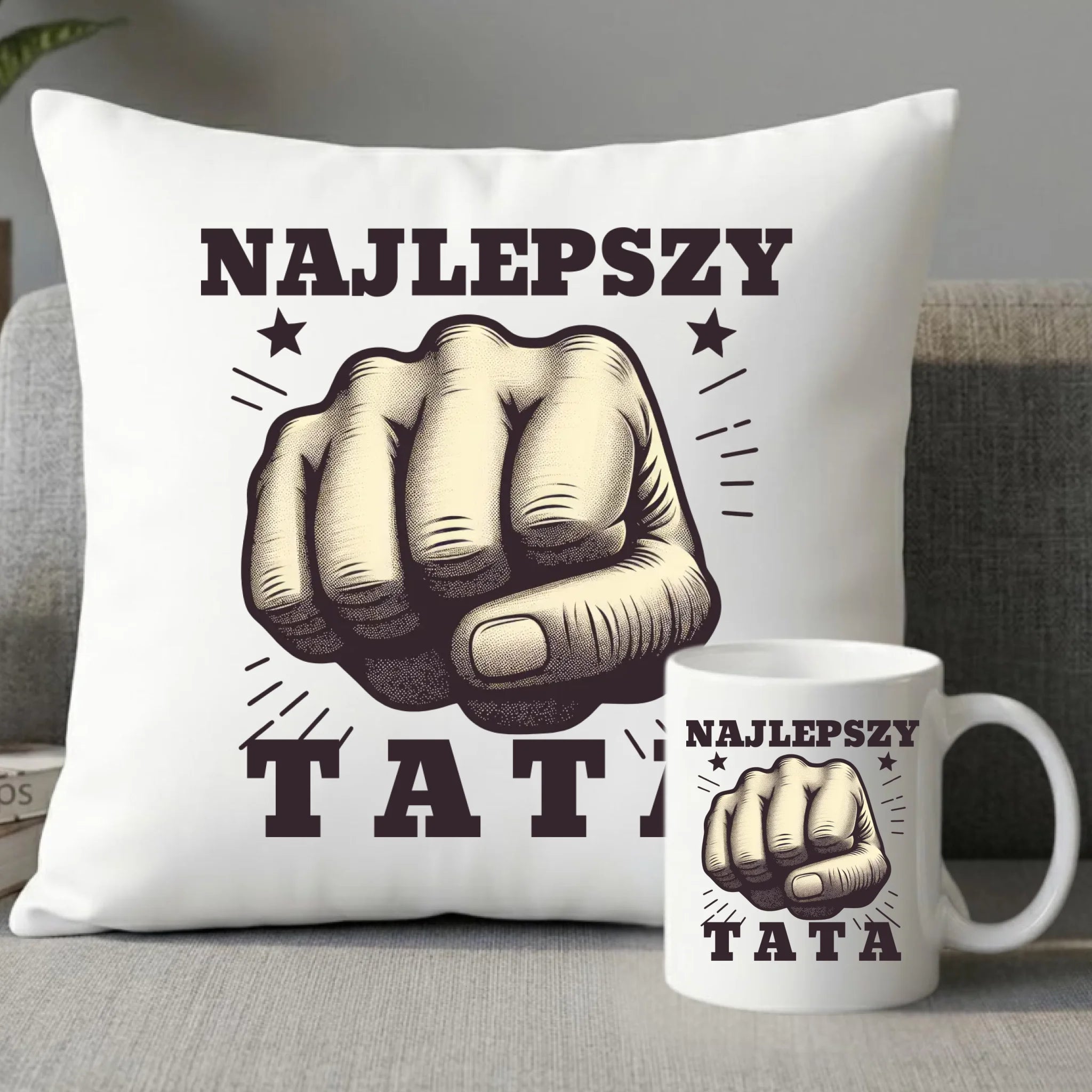 Zestaw poduszka i kubek dla taty - Najlepszy tata DT22 - StoryCups.pl