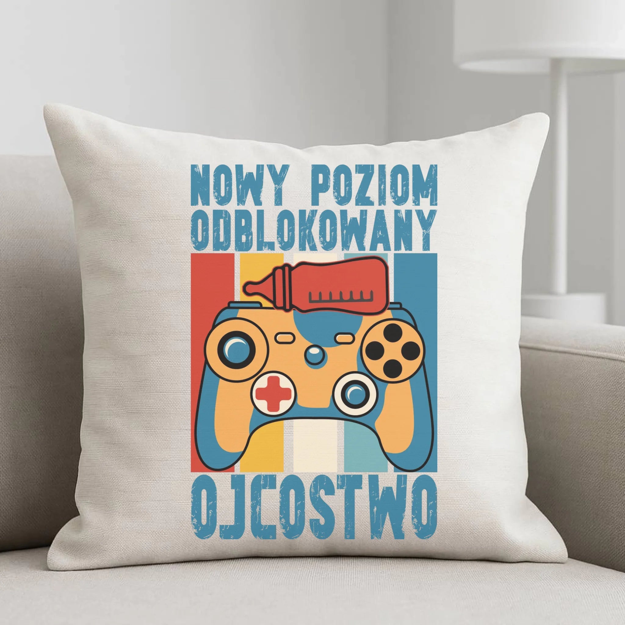 Poduszka dla młodego taty gamera - Nowy poziom odblokowany DT24 - StoryCups.pl