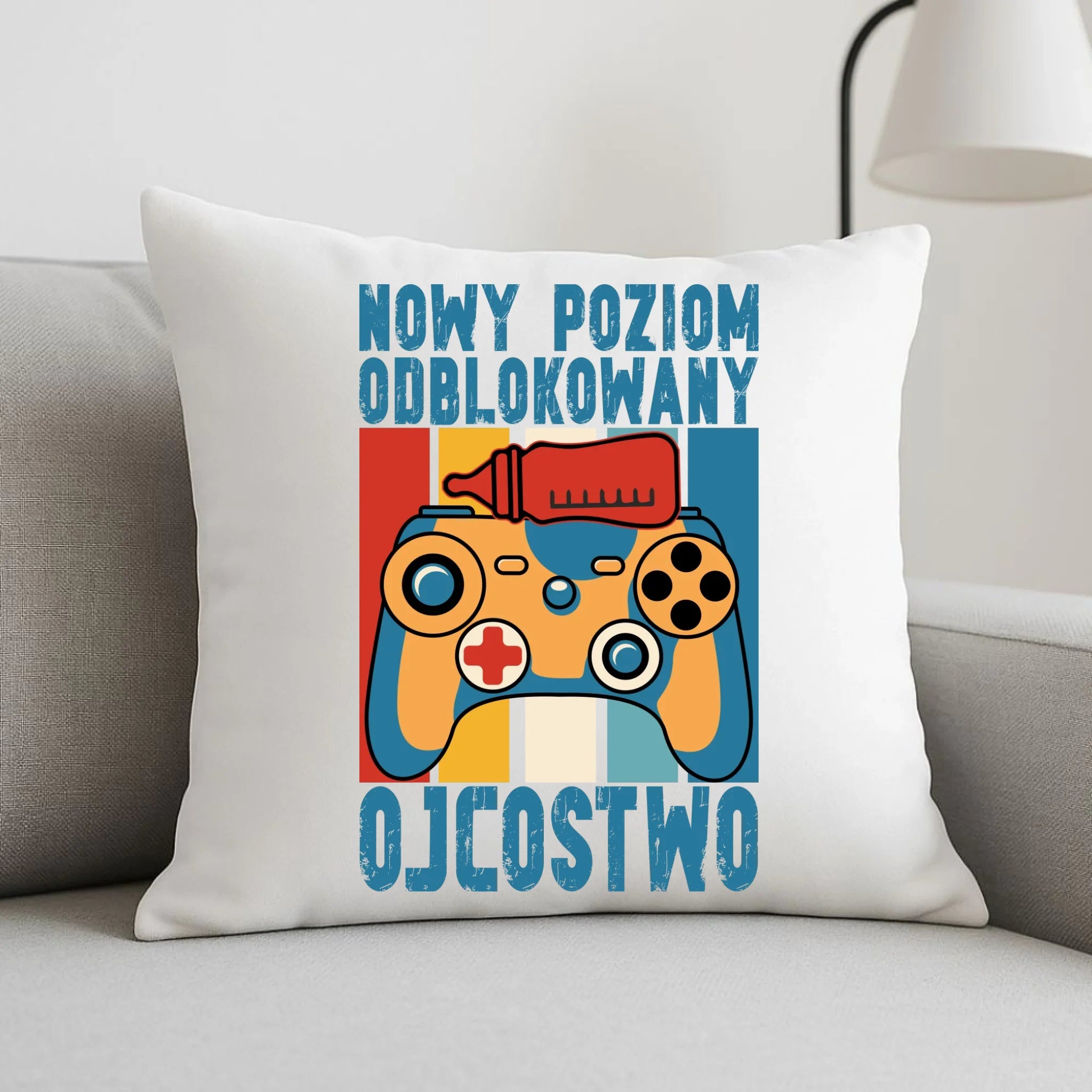 Poduszka dla młodego taty gamera - Nowy poziom odblokowany DT24 - StoryCups.pl