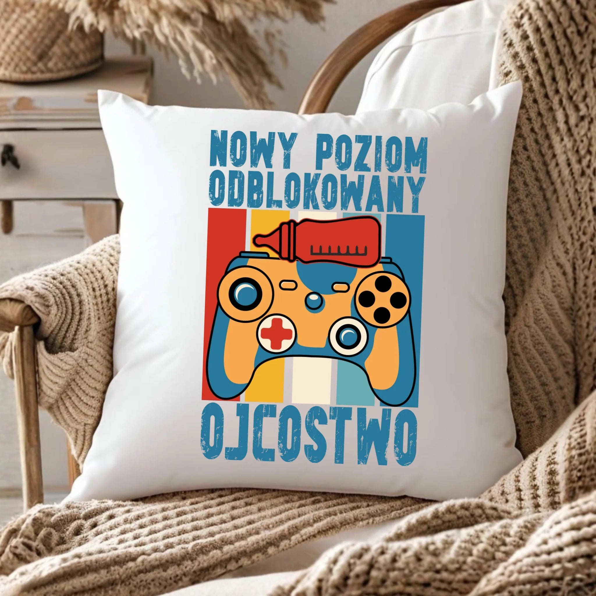 Poduszka dla młodego taty gamera - Nowy poziom odblokowany DT24 - StoryCups.pl
