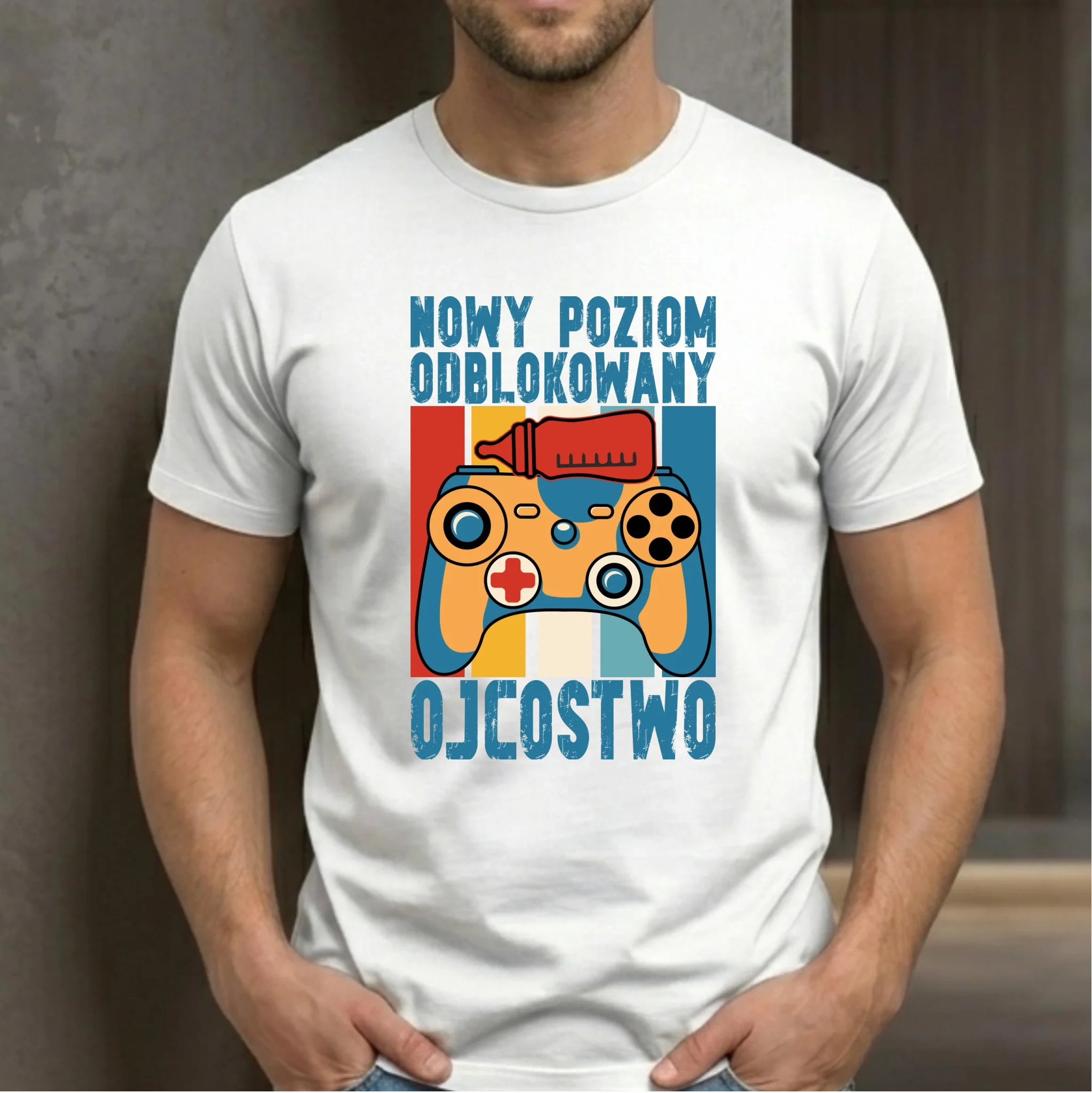 Koszulka dla młodego taty gamera - Nowy poziom odblokowany DT24 - StoryCups.pl