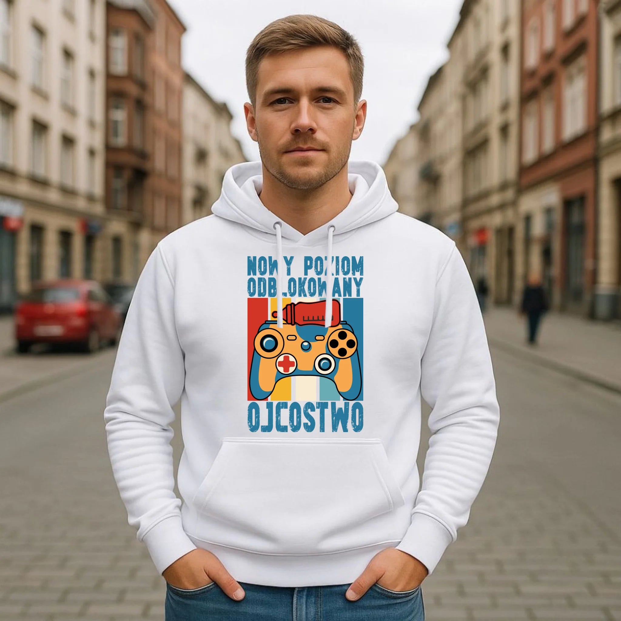 Bluza z kapturem dla młodego taty gamera - Nowy poziom odblokowany DT24 - StoryCups.pl