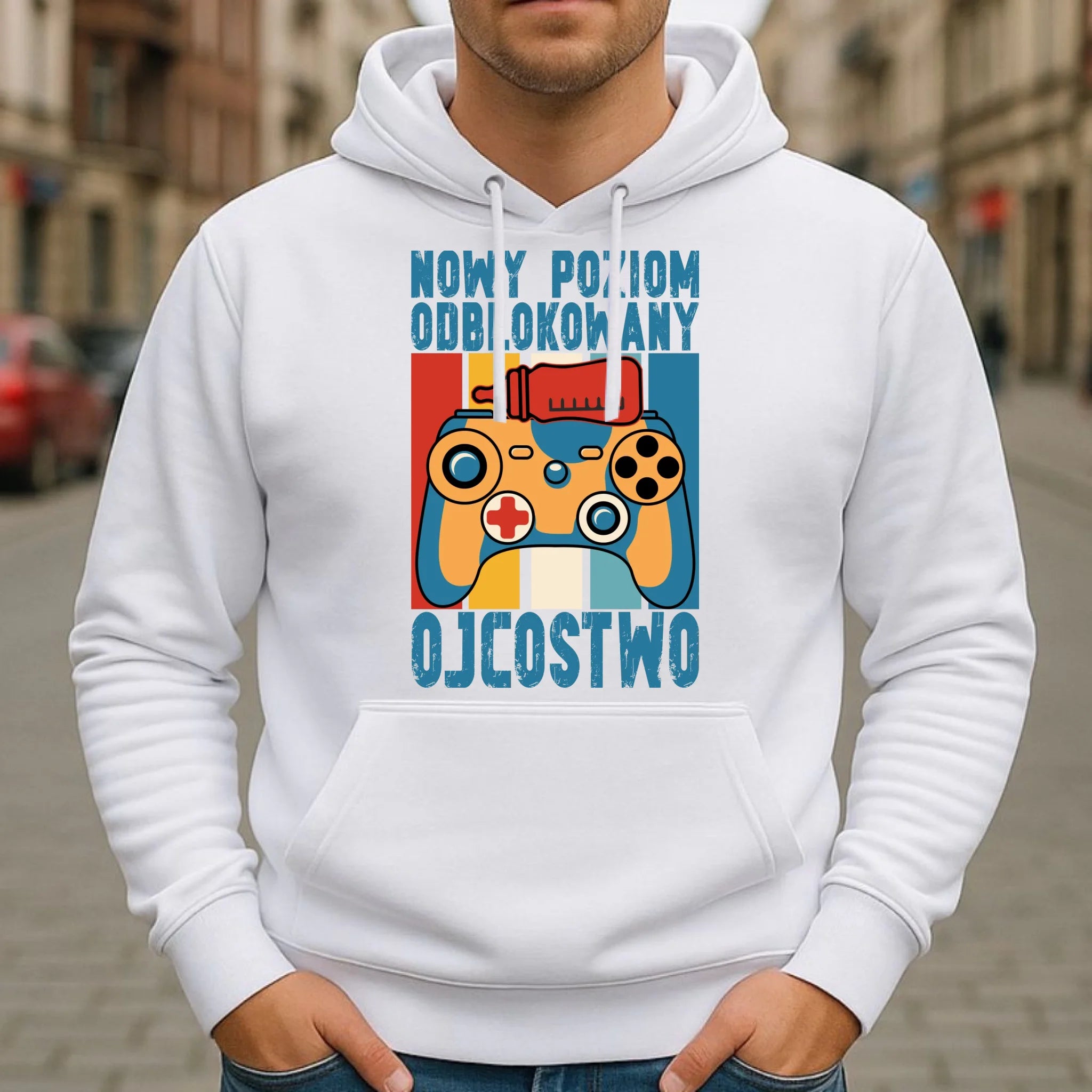 Bluza z kapturem dla młodego taty gamera - Nowy poziom odblokowany DT24 - StoryCups.pl