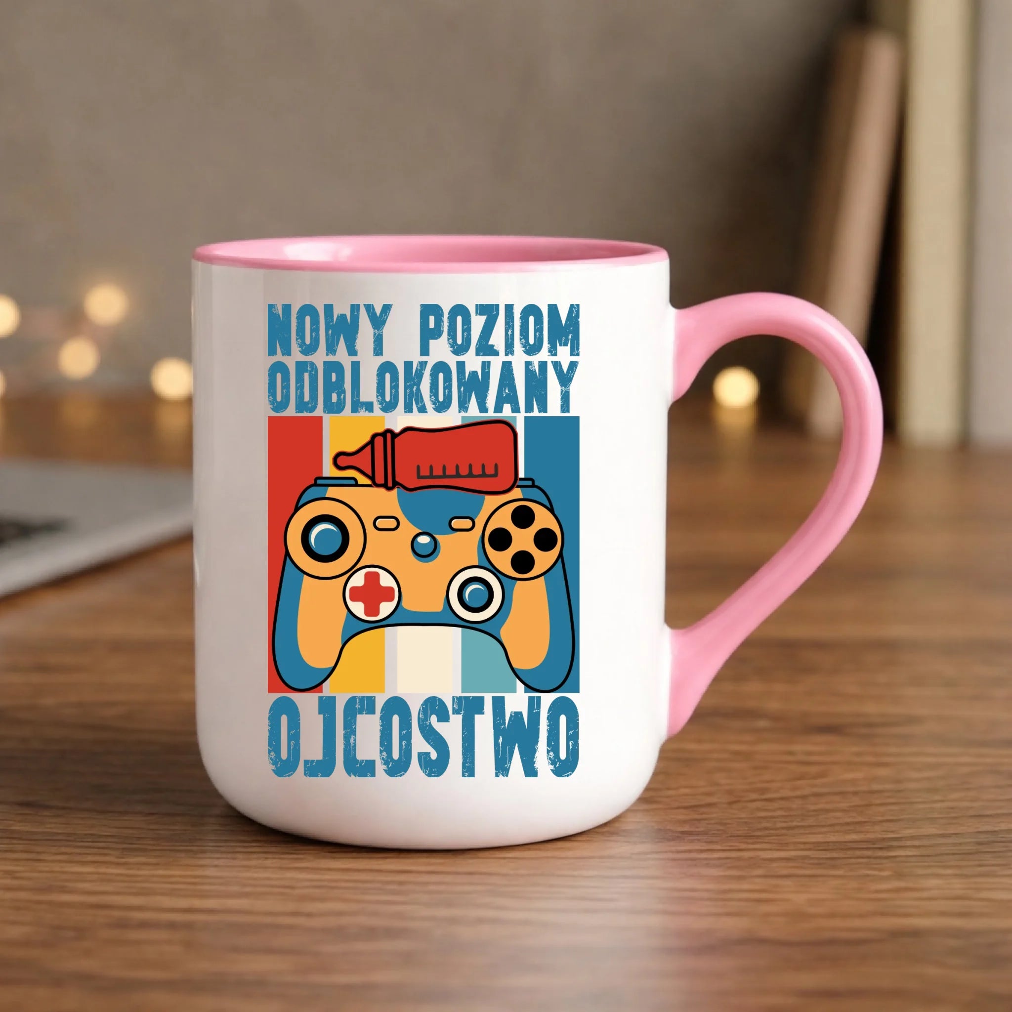 Kubek elegant dla młodego taty gamera - Nowy poziom odblokowany DT24 - StoryCups.pl