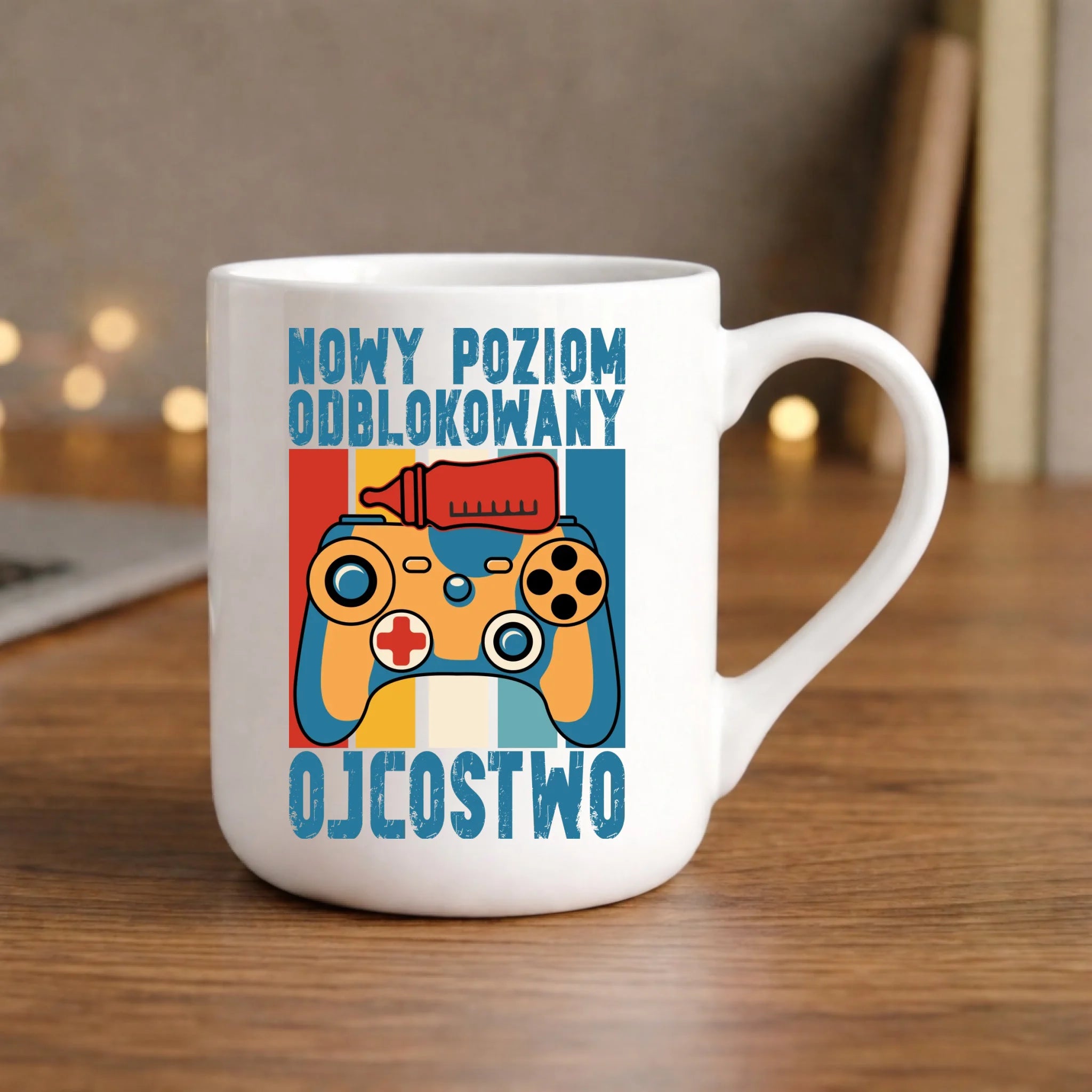 Kubek elegant dla młodego taty gamera - Nowy poziom odblokowany DT24 - StoryCups.pl
