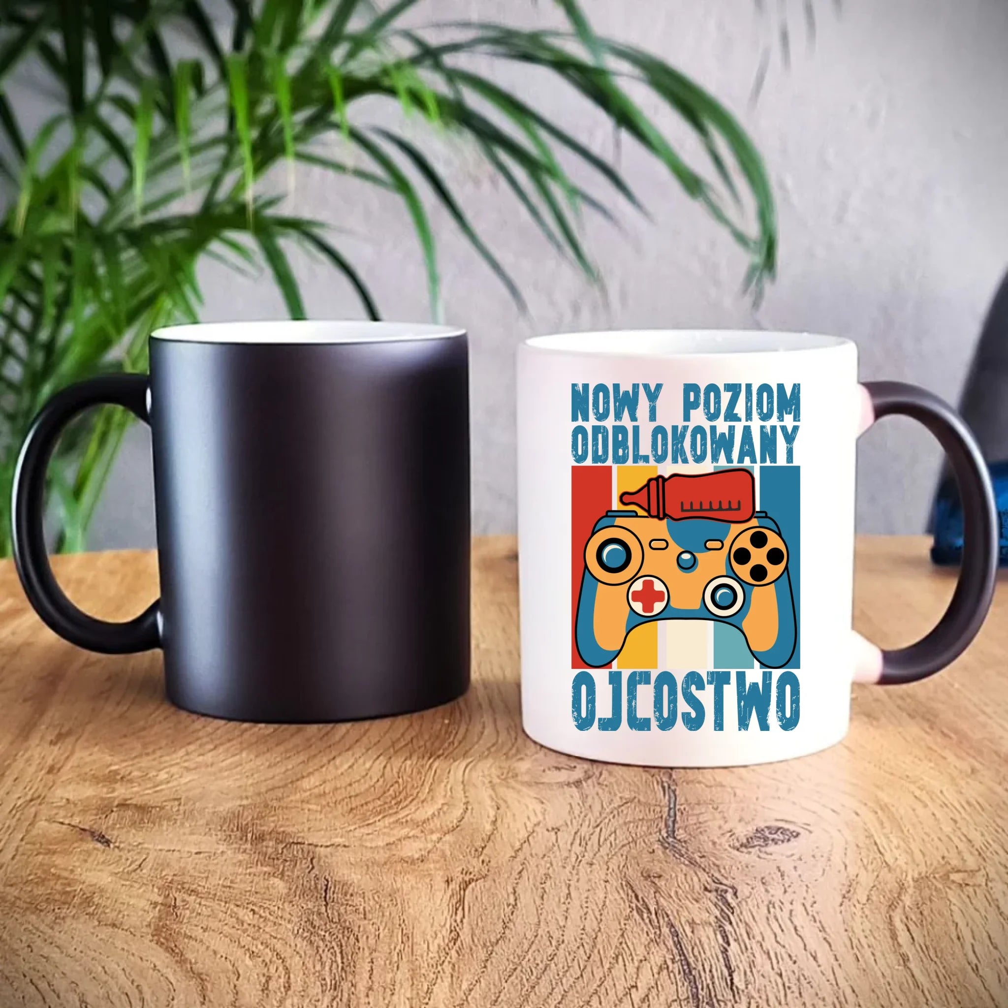 Kubek magiczny dla młodego taty gamera - Nowy poziom odblokowany DT24 - StoryCups.pl