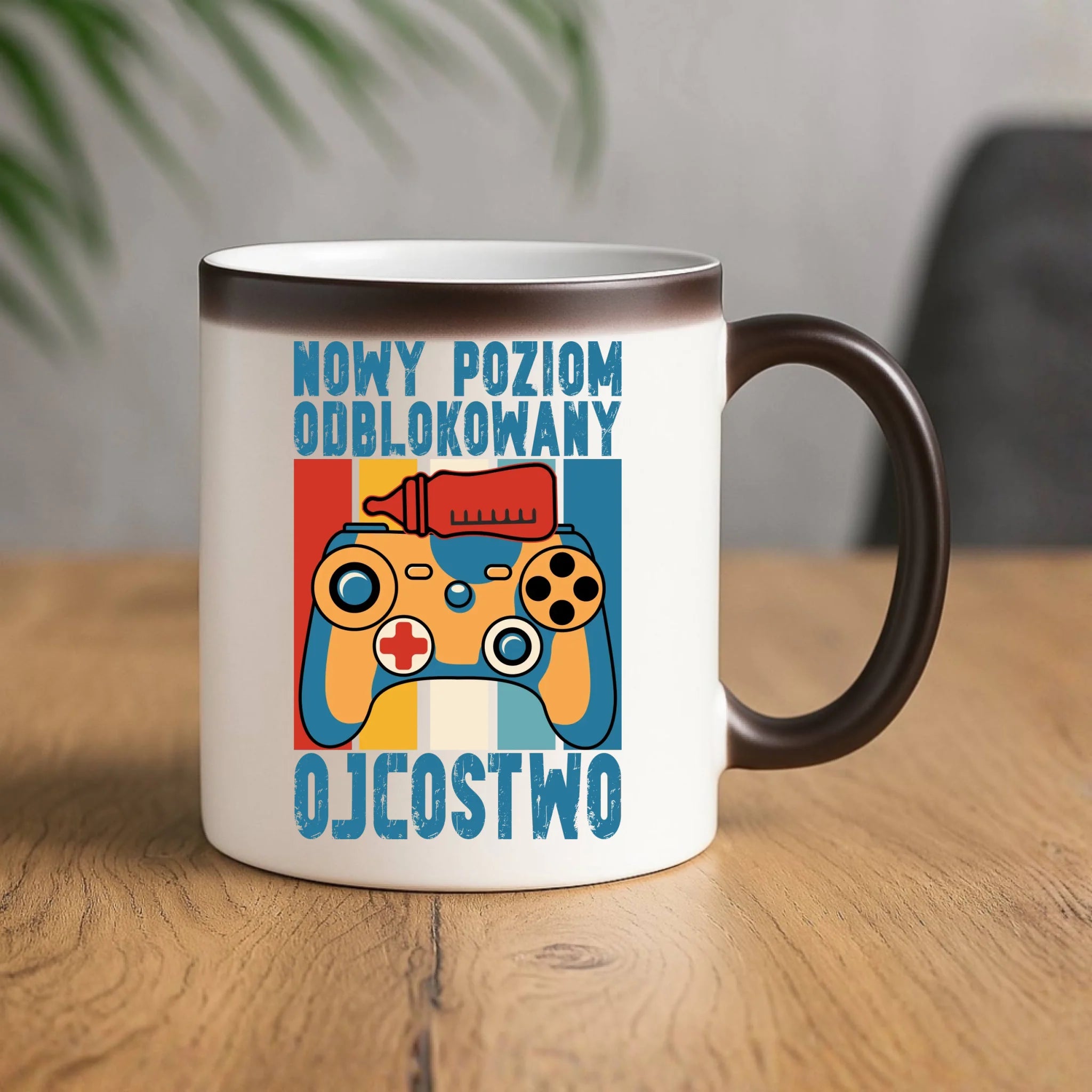 Kubek magiczny dla młodego taty gamera - Nowy poziom odblokowany DT24 - StoryCups.pl