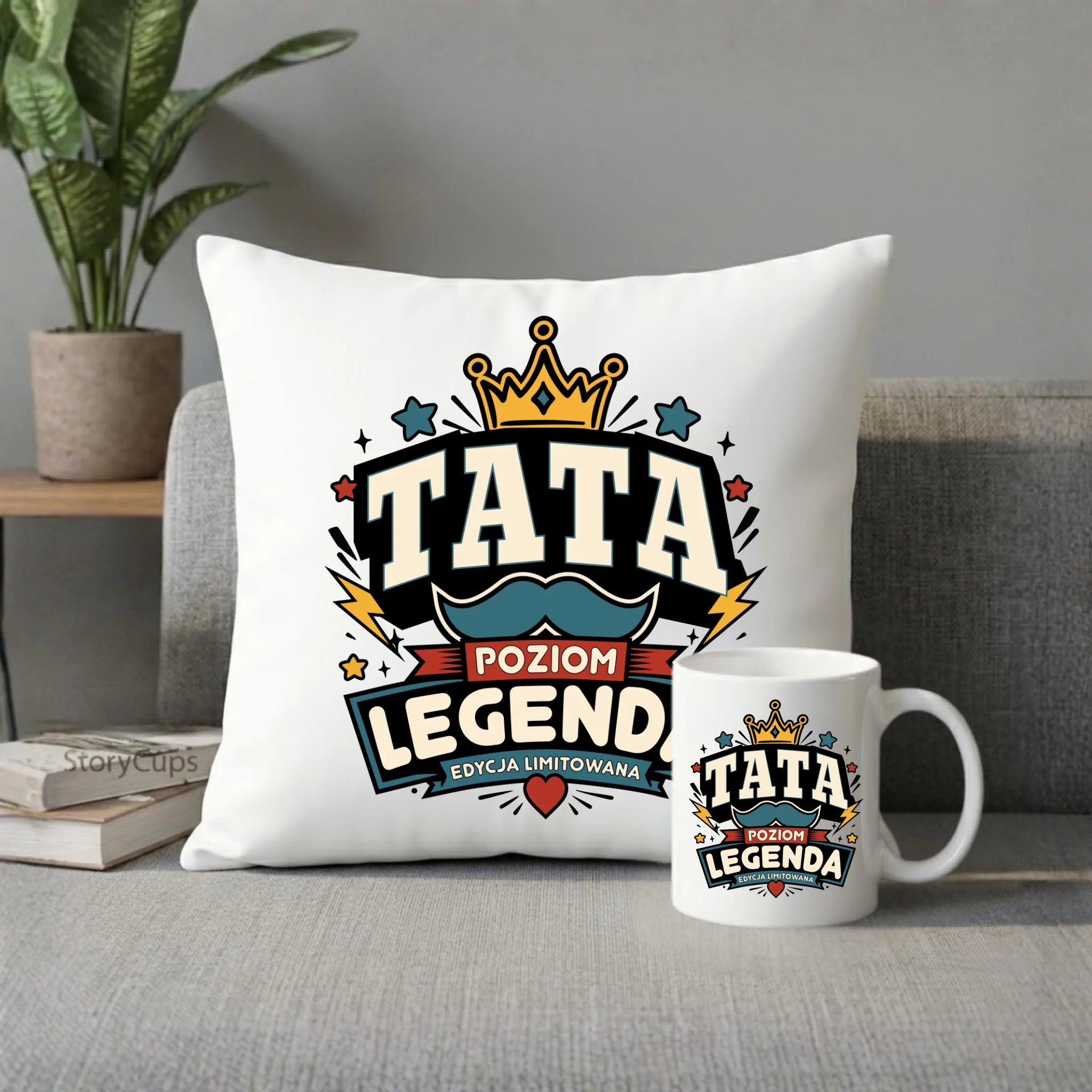 Zestaw poduszka i kubek dla taty - Legenda Edycja Limitowana DT26 - StoryCups.pl