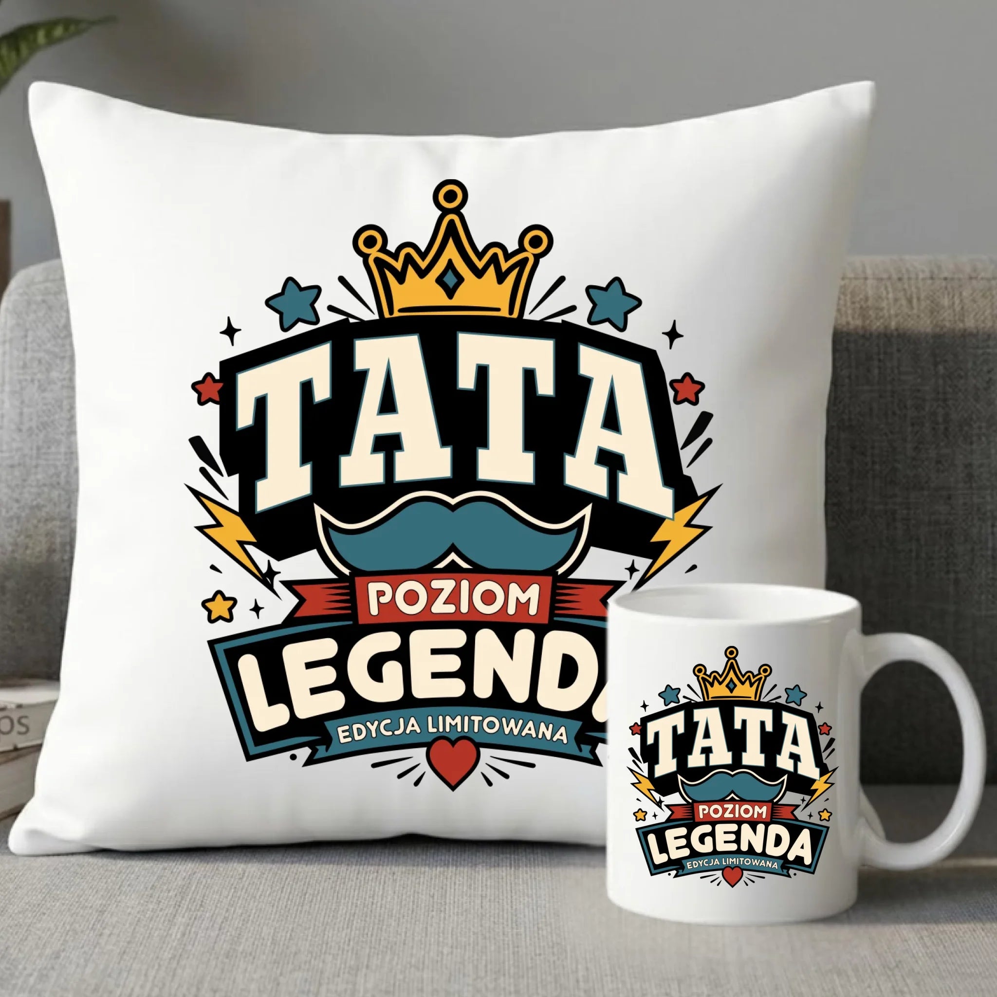 Zestaw poduszka i kubek dla taty - Legenda Edycja Limitowana DT26 - StoryCups.pl