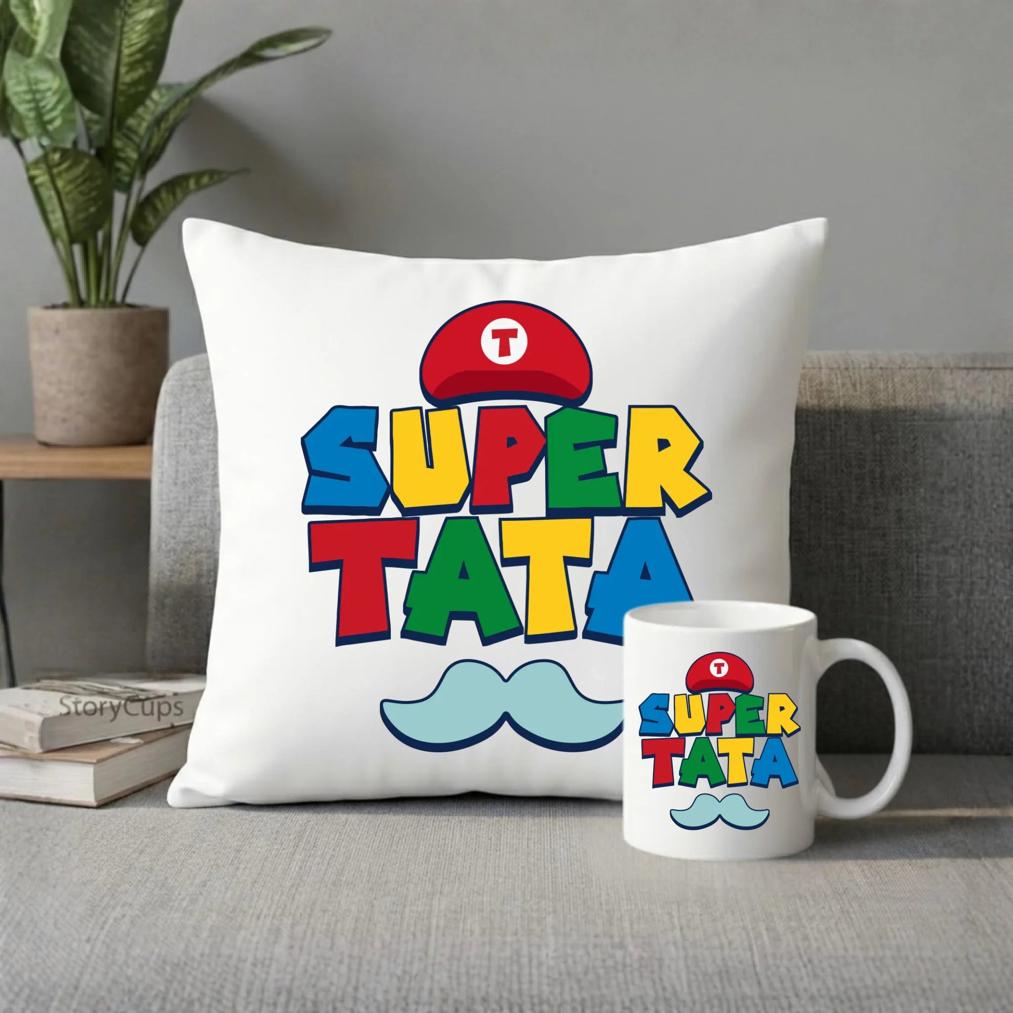 Zestaw poduszka i kubek dla taty - Super Tata w stylu Mario DT28 - StoryCups.pl