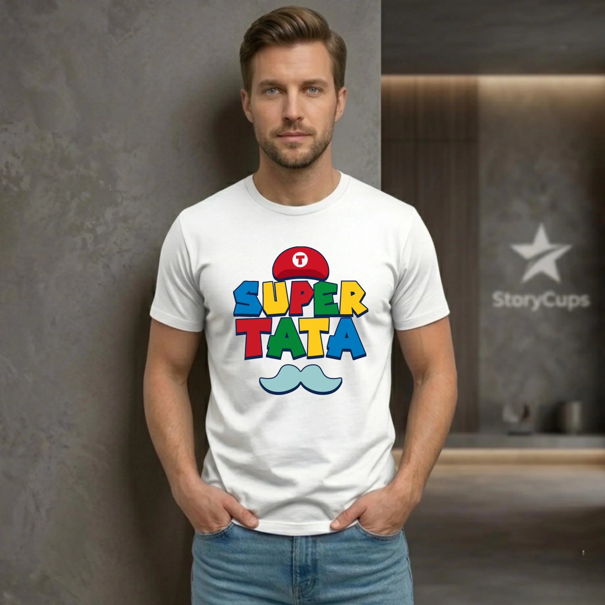 Koszulka dla taty - Super Tata w stylu Mario DT28 - StoryCups.pl