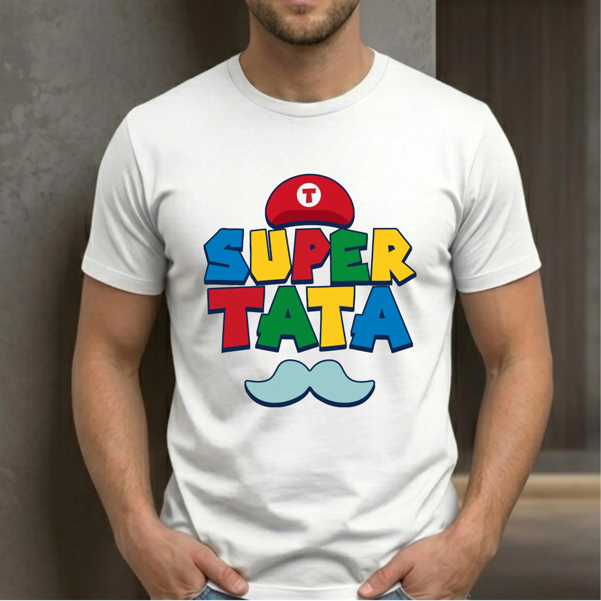 Koszulka dla taty - Super Tata w stylu Mario DT28 - StoryCups.pl
