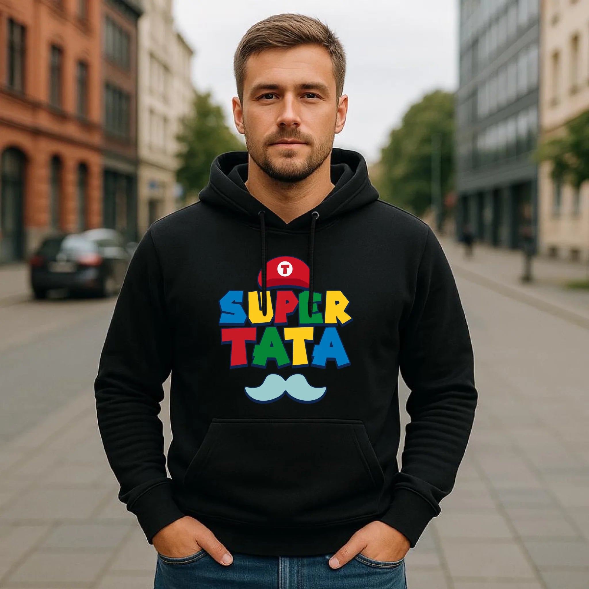 Bluza z kapturem dla taty - Super Tata w stylu Mario DT28 - StoryCups.pl