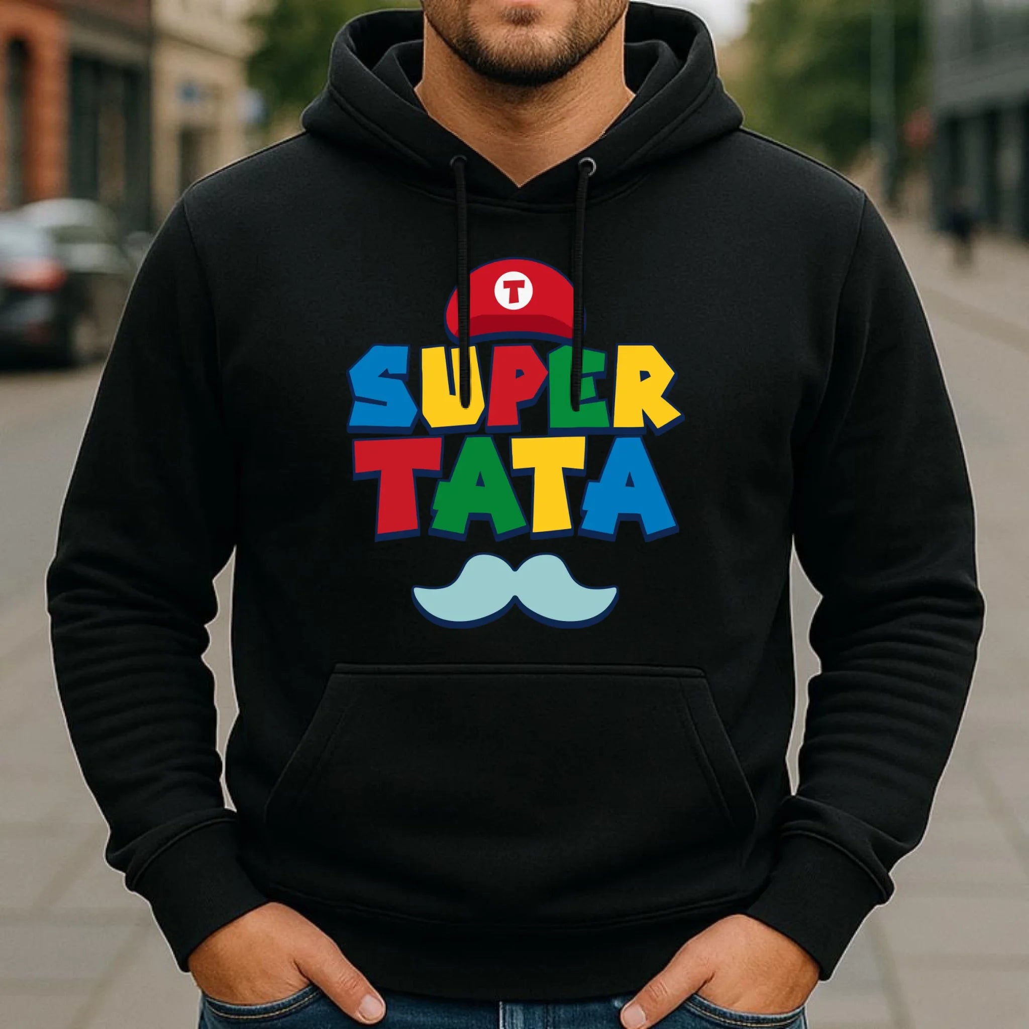 Bluza z kapturem dla taty - Super Tata w stylu Mario DT28 - StoryCups.pl