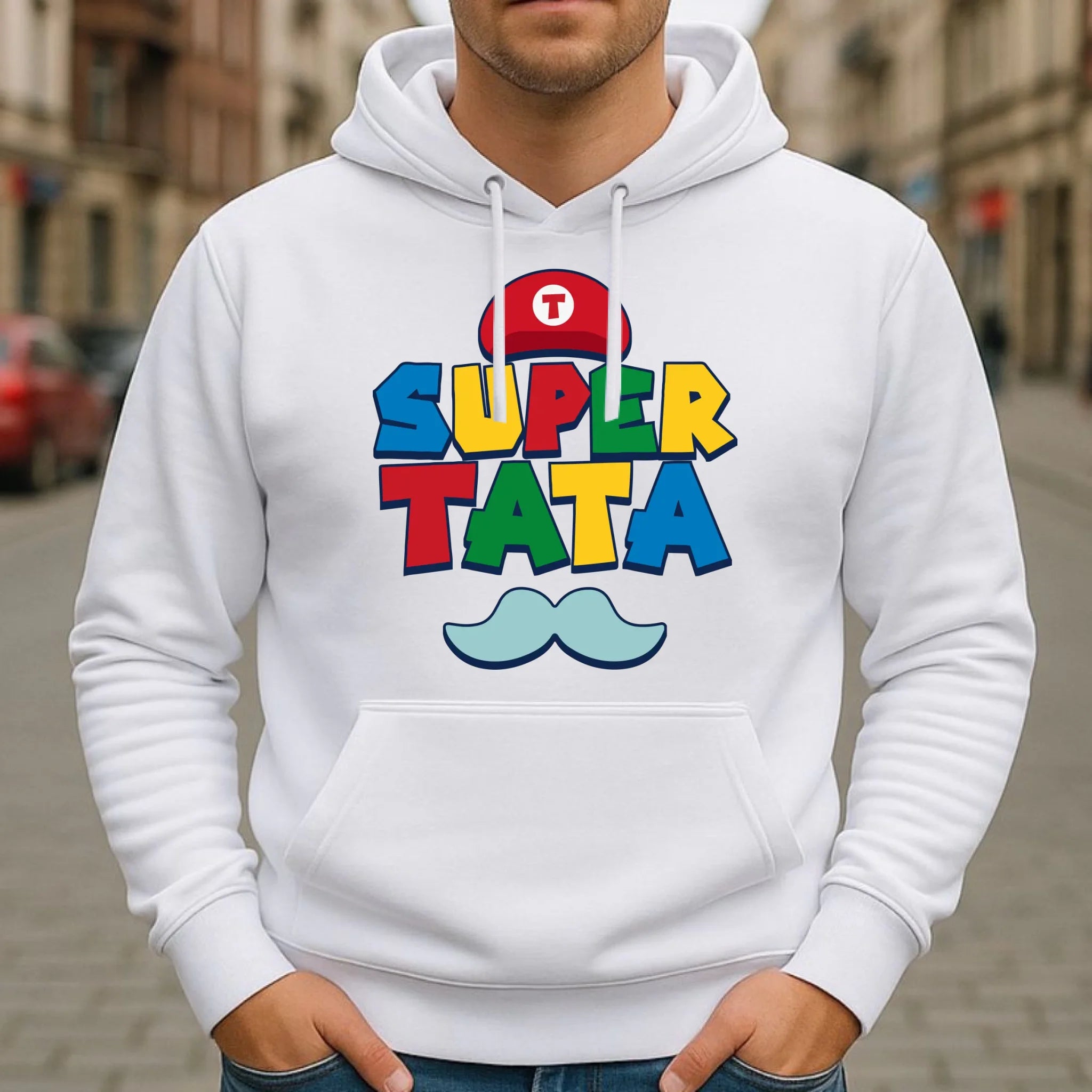 Bluza z kapturem dla taty - Super Tata w stylu Mario DT28 - StoryCups.pl