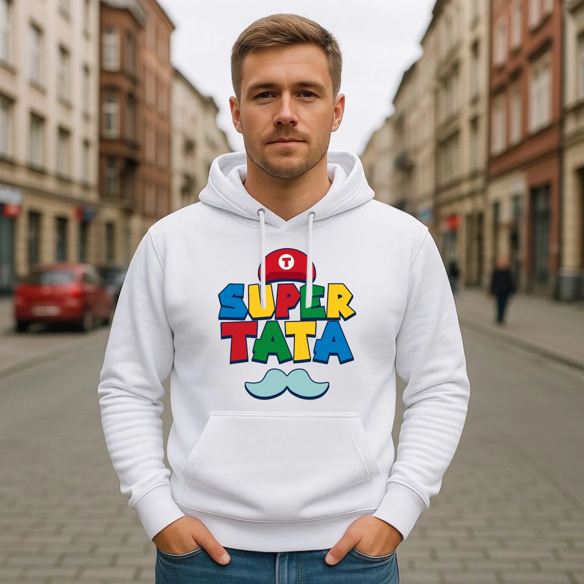 Bluza z kapturem dla taty - Super Tata w stylu Mario DT28 - StoryCups.pl