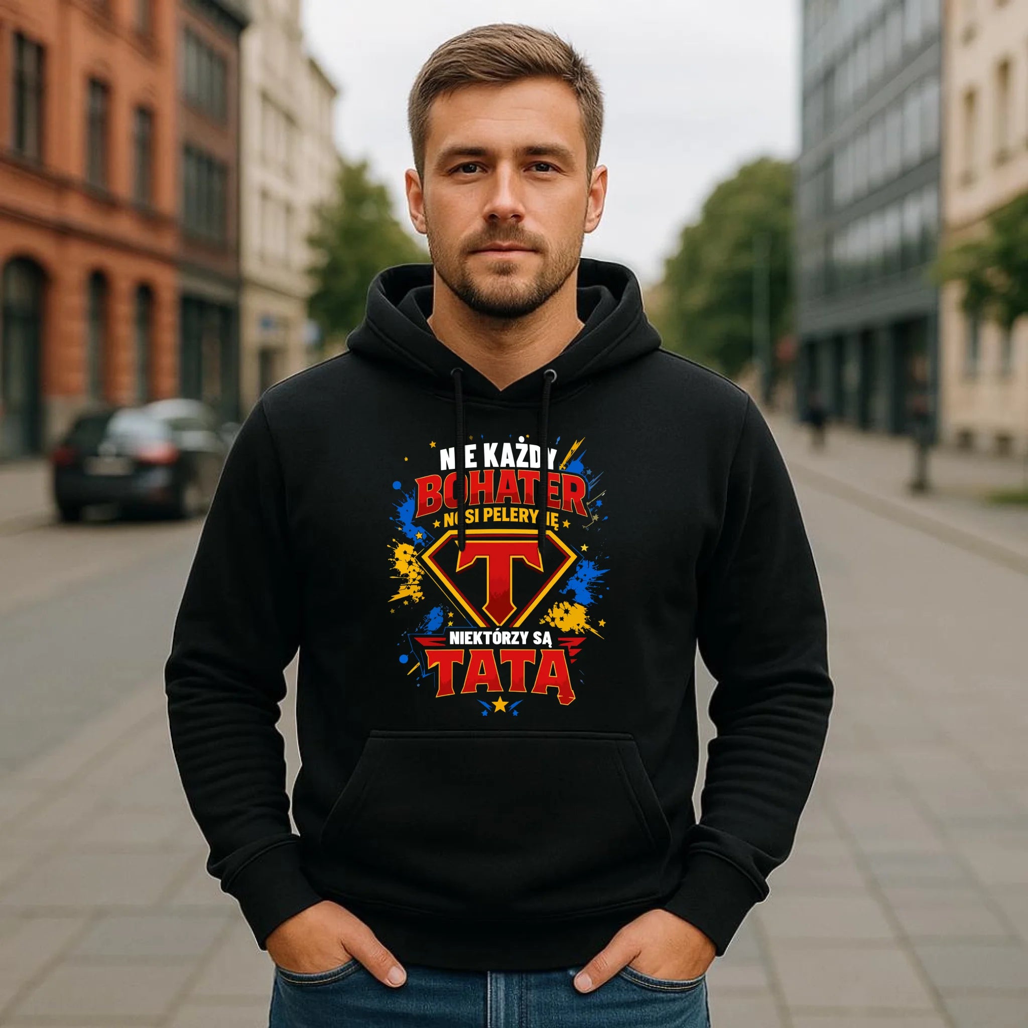 Bluza z kapturem dla taty - Nie każdy bohater nosi pelerynę DT29 - StoryCups.pl