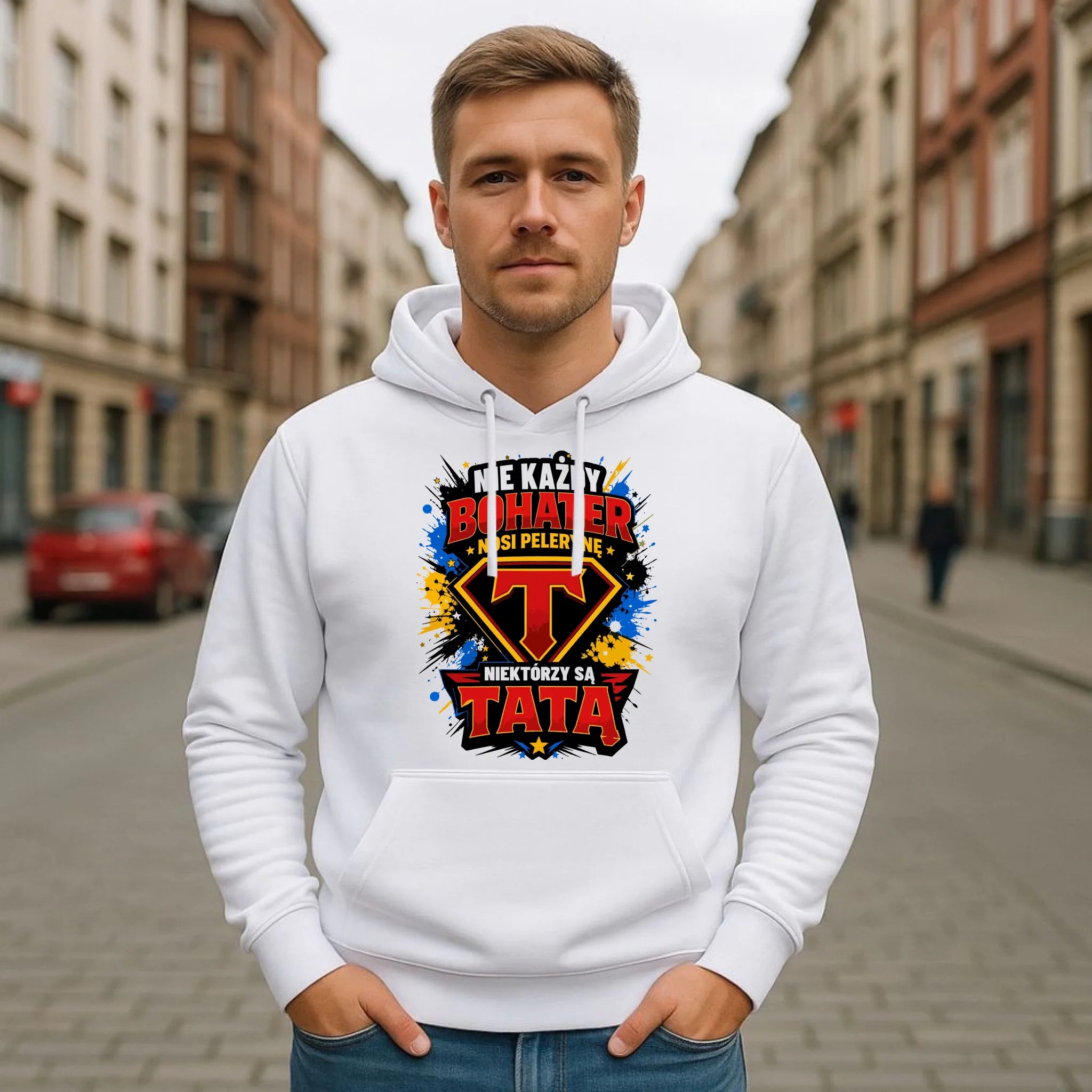 Bluza z kapturem dla taty - Nie każdy bohater nosi pelerynę DT29 - StoryCups.pl