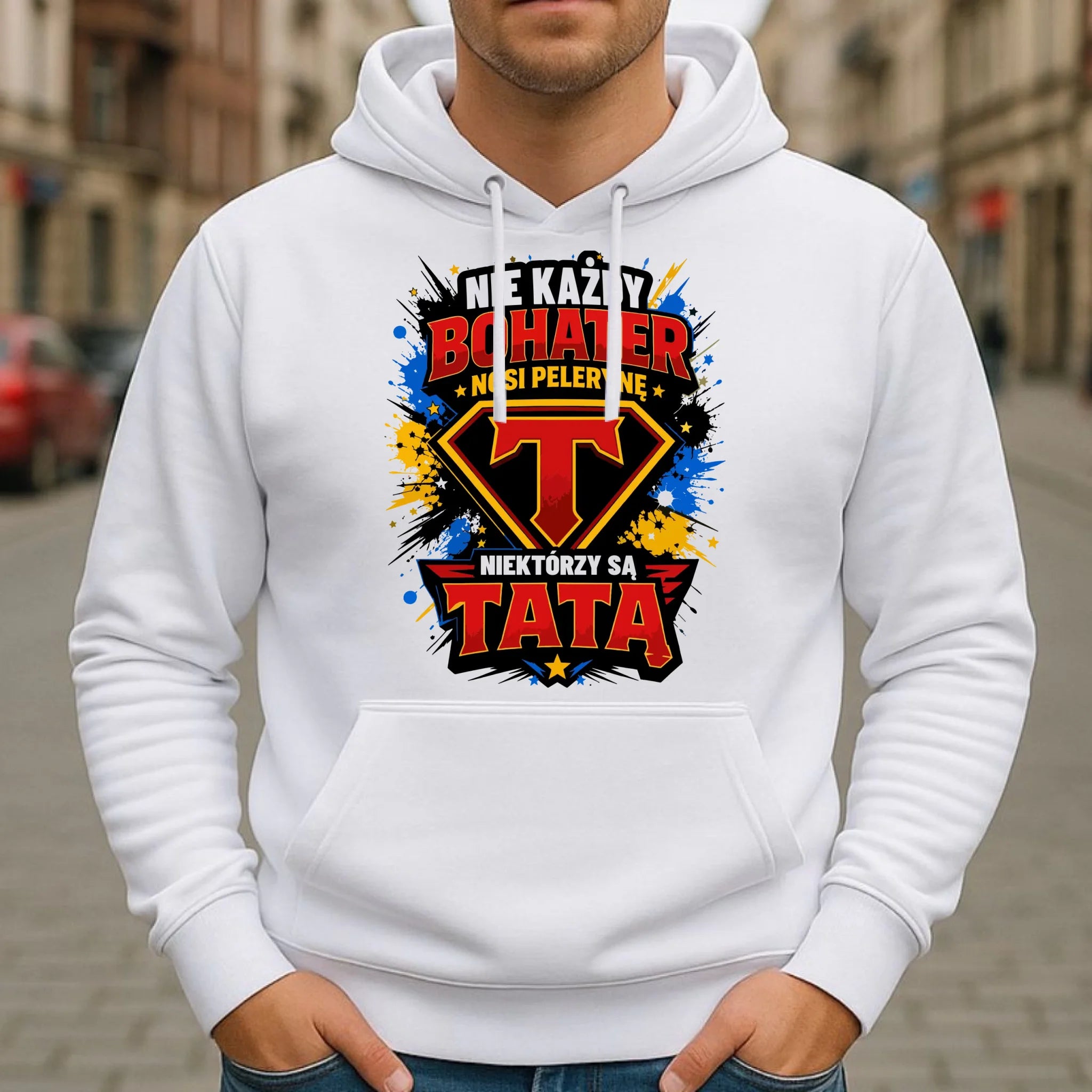 Bluza z kapturem dla taty - Nie każdy bohater nosi pelerynę DT29 - StoryCups.pl