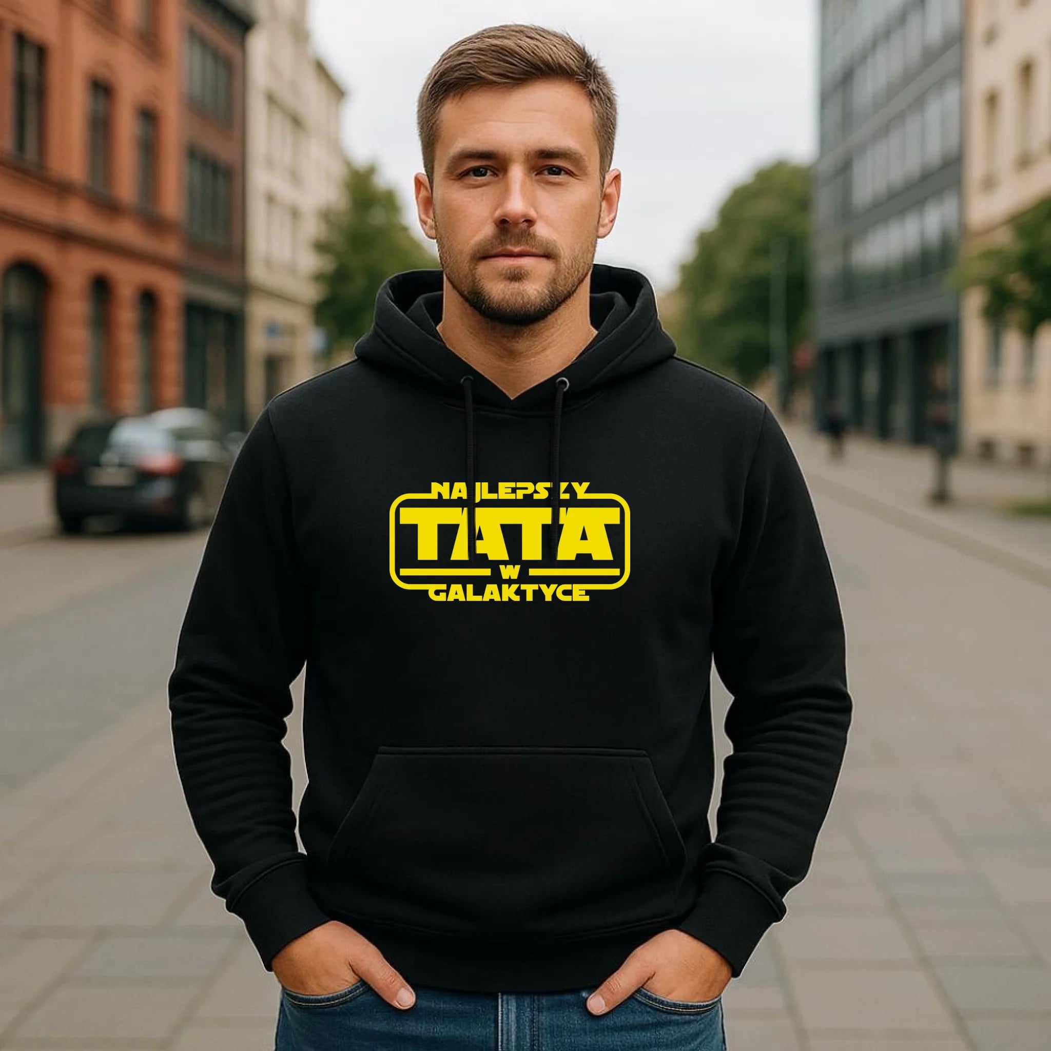Bluza z kapturem dla taty - Najlepszy Tata w galaktyce DT30 - StoryCups.pl