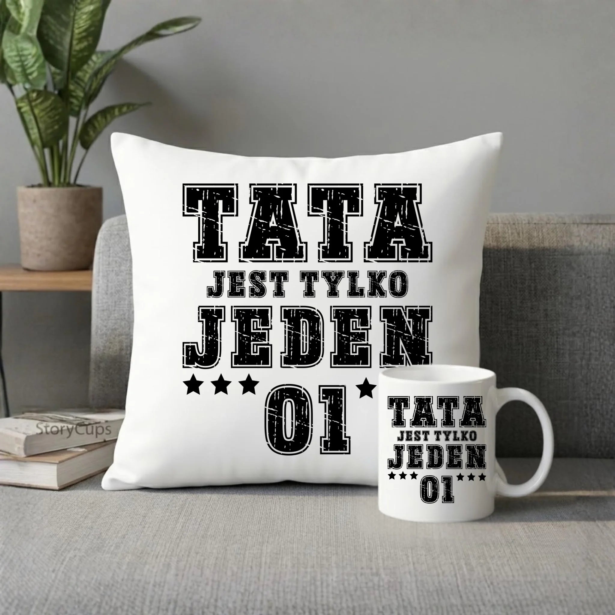 Zestaw poduszka i kubek dla taty - Tata jest tylko jeden DT33 - StoryCups.pl
