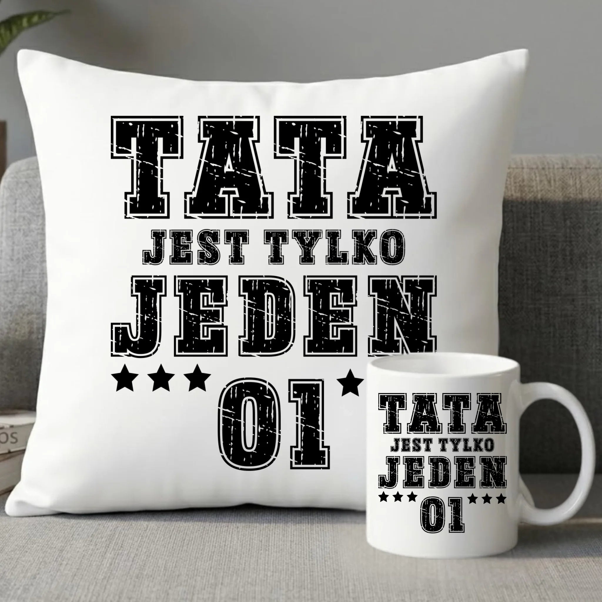 Zestaw poduszka i kubek dla taty - Tata jest tylko jeden DT33 - StoryCups.pl