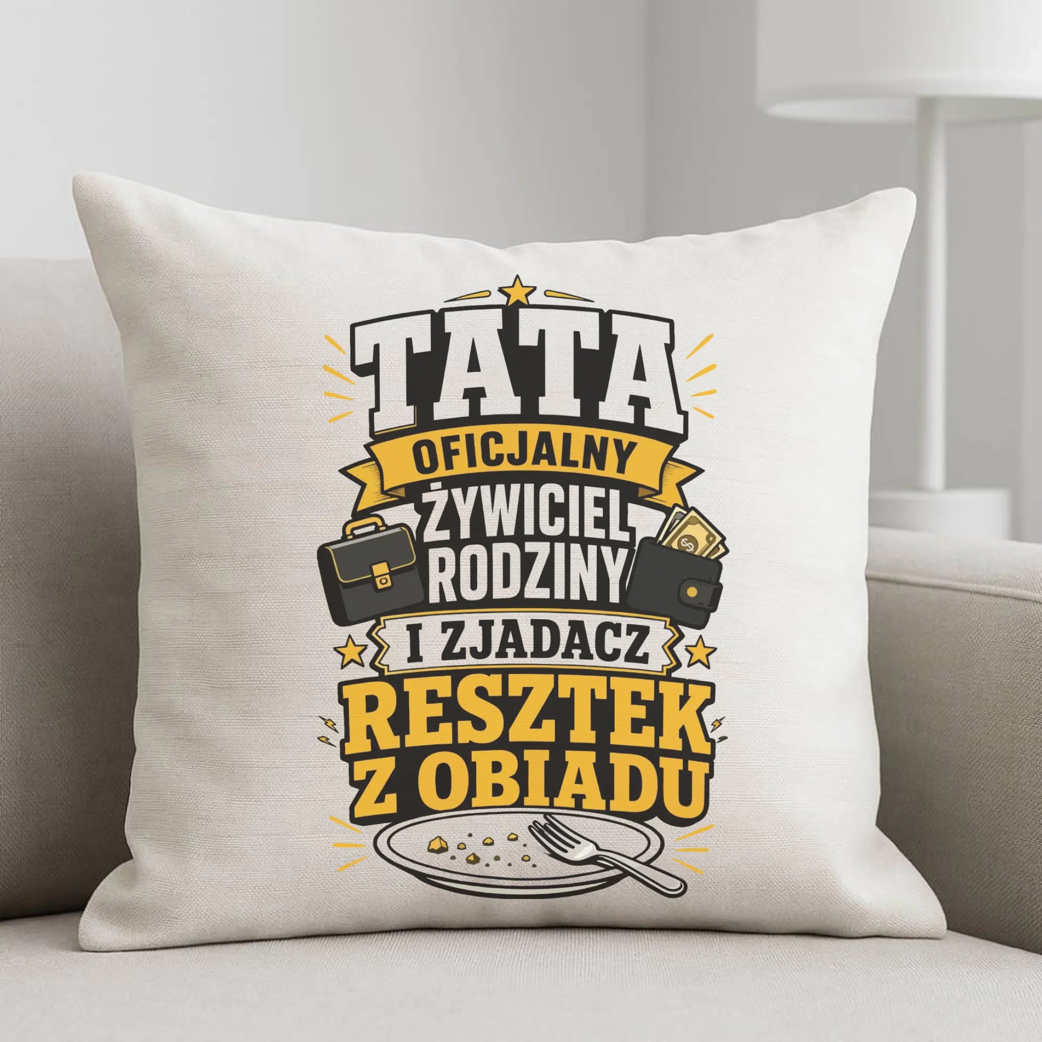 Poduszka dla taty - Tata oficjalny żywiciel rodziny DT34 - StoryCups.pl