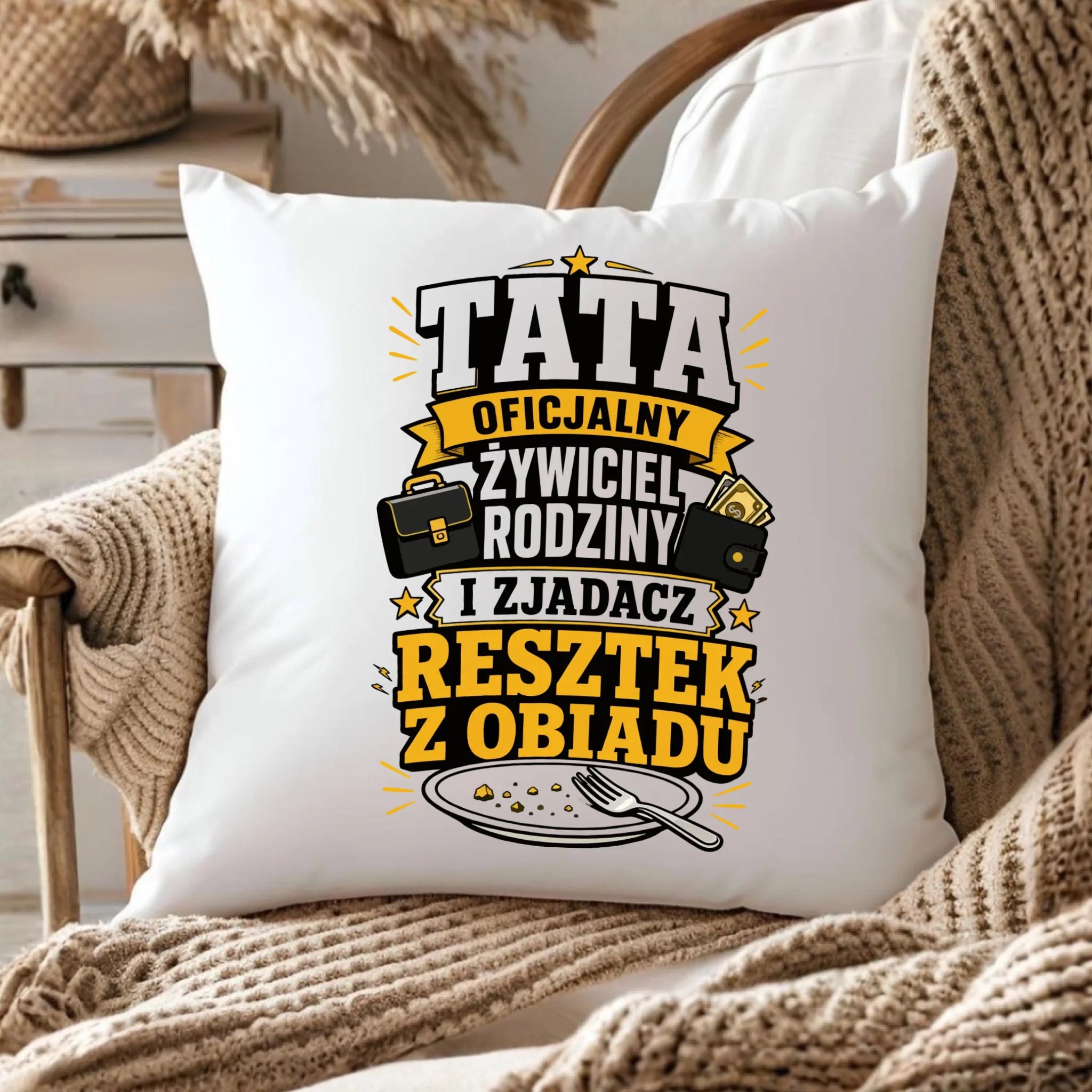 Poduszka dla taty - Tata oficjalny żywiciel rodziny DT34 - StoryCups.pl