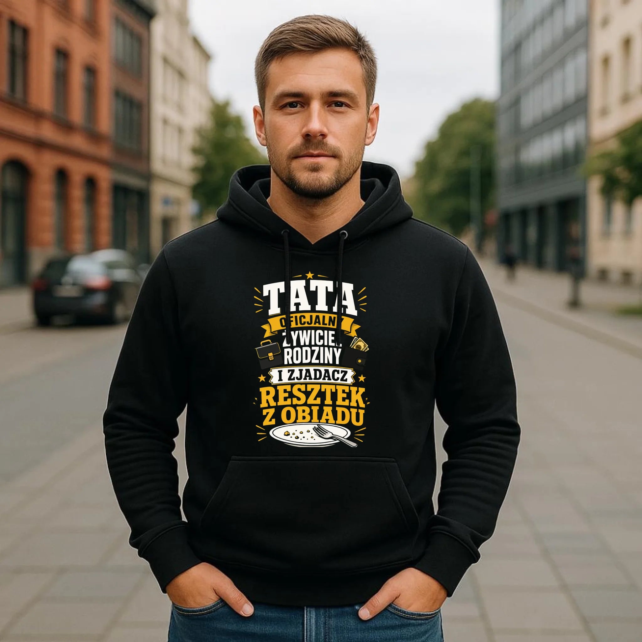 Bluza z kapturem dla taty - Tata oficjalny żywiciel rodziny DT34 - StoryCups.pl