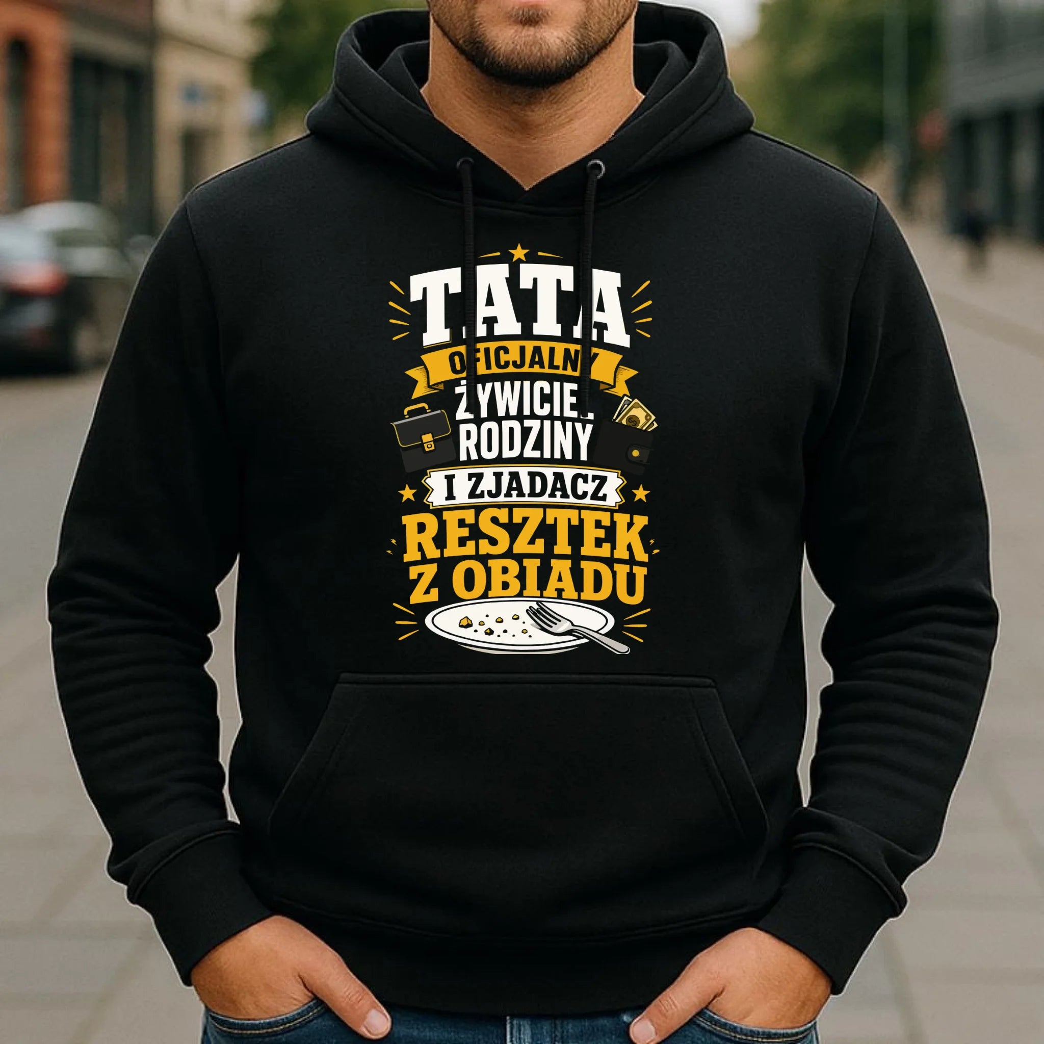 Bluza z kapturem dla taty - Tata oficjalny żywiciel rodziny DT34 - StoryCups.pl