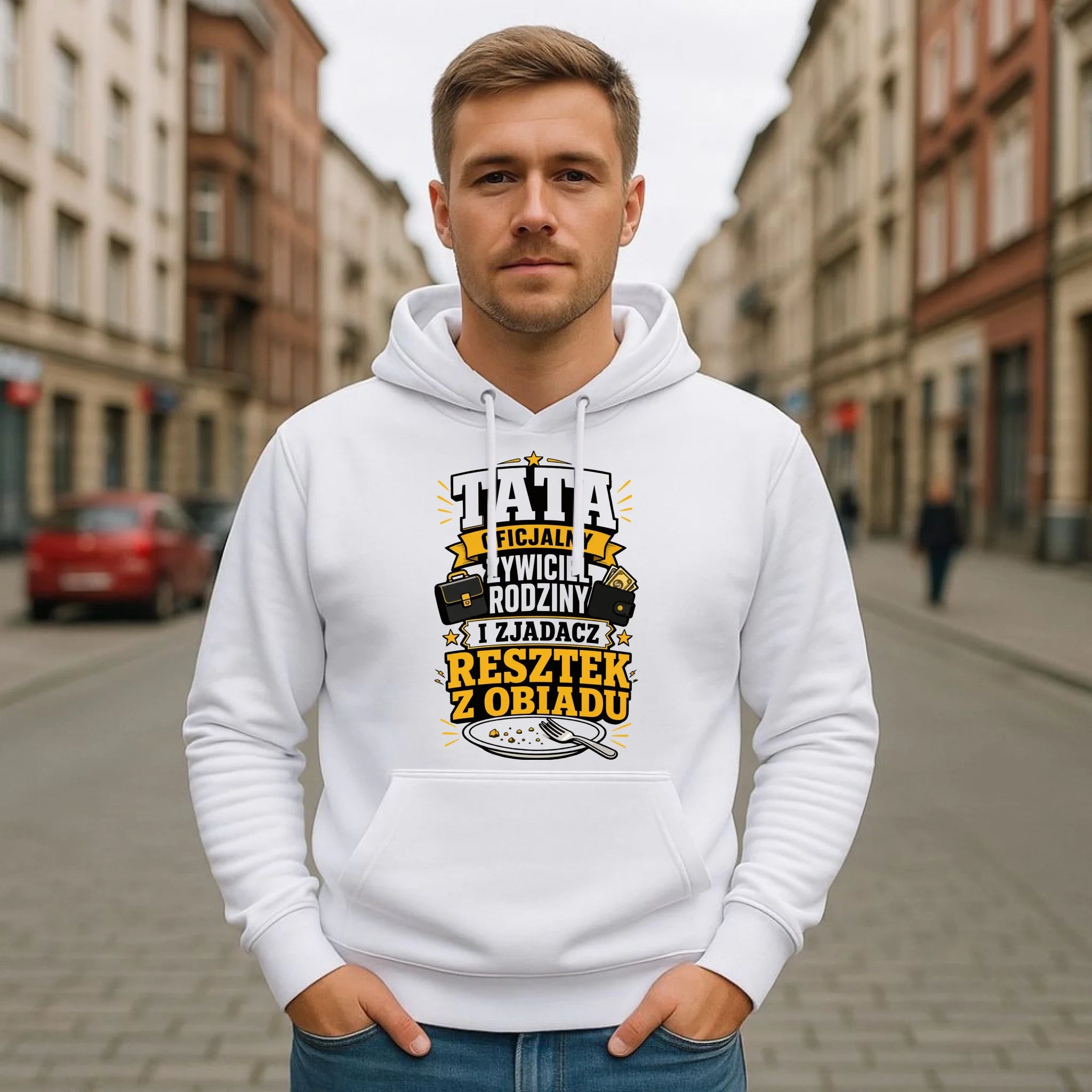 Bluza z kapturem dla taty - Tata oficjalny żywiciel rodziny DT34 - StoryCups.pl