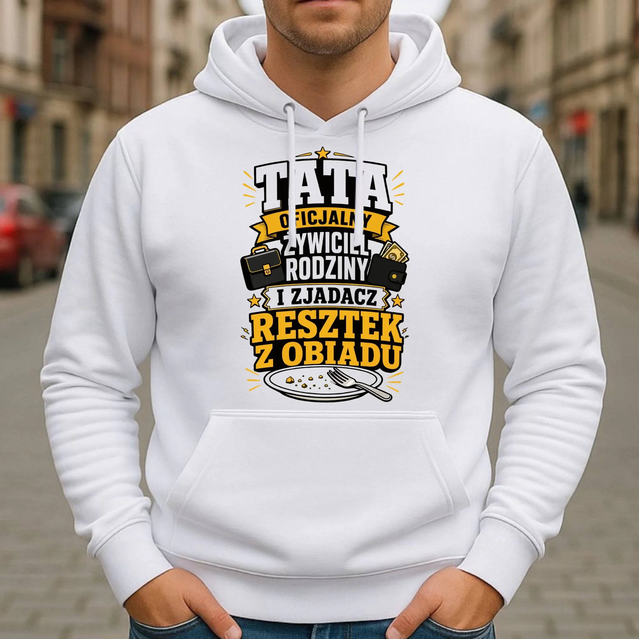 Bluza z kapturem dla taty - Tata oficjalny żywiciel rodziny DT34 - StoryCups.pl
