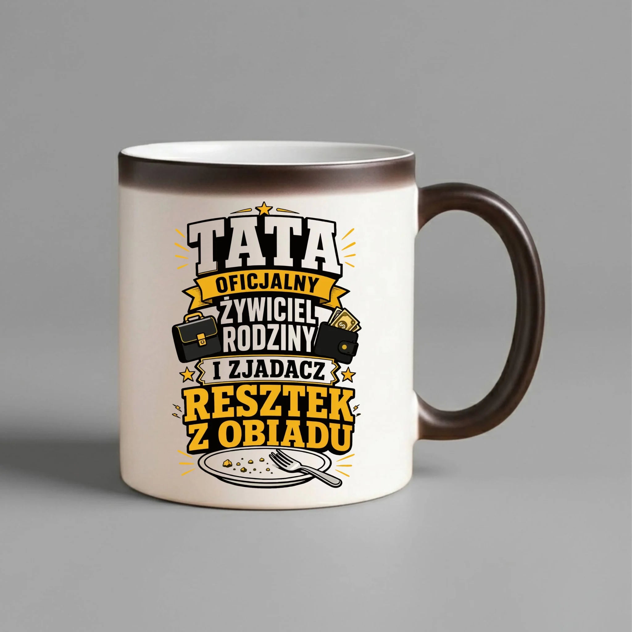 Kubek magiczny dla taty - Tata oficjalny żywiciel rodziny DT34 - StoryCups.pl