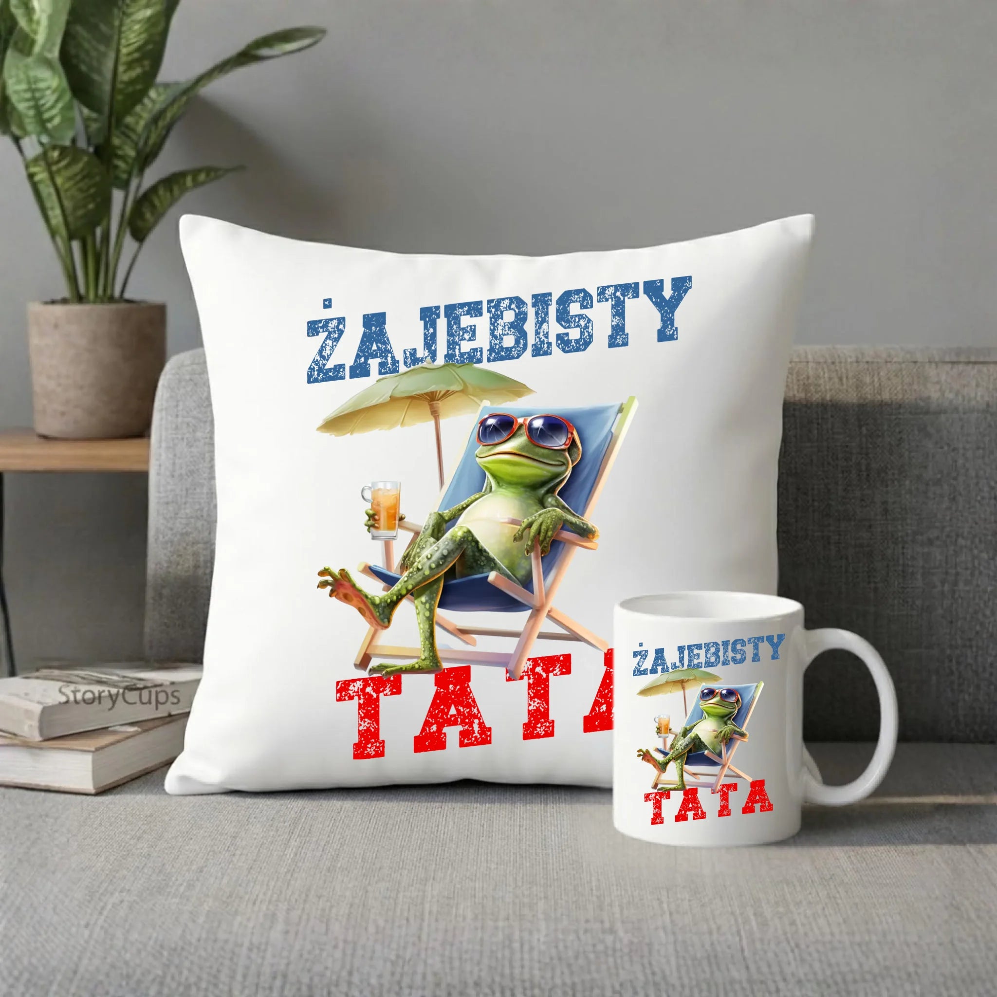 Zestaw poduszka i kubek dla taty - Żajebisty Tata DT35 - StoryCups.pl