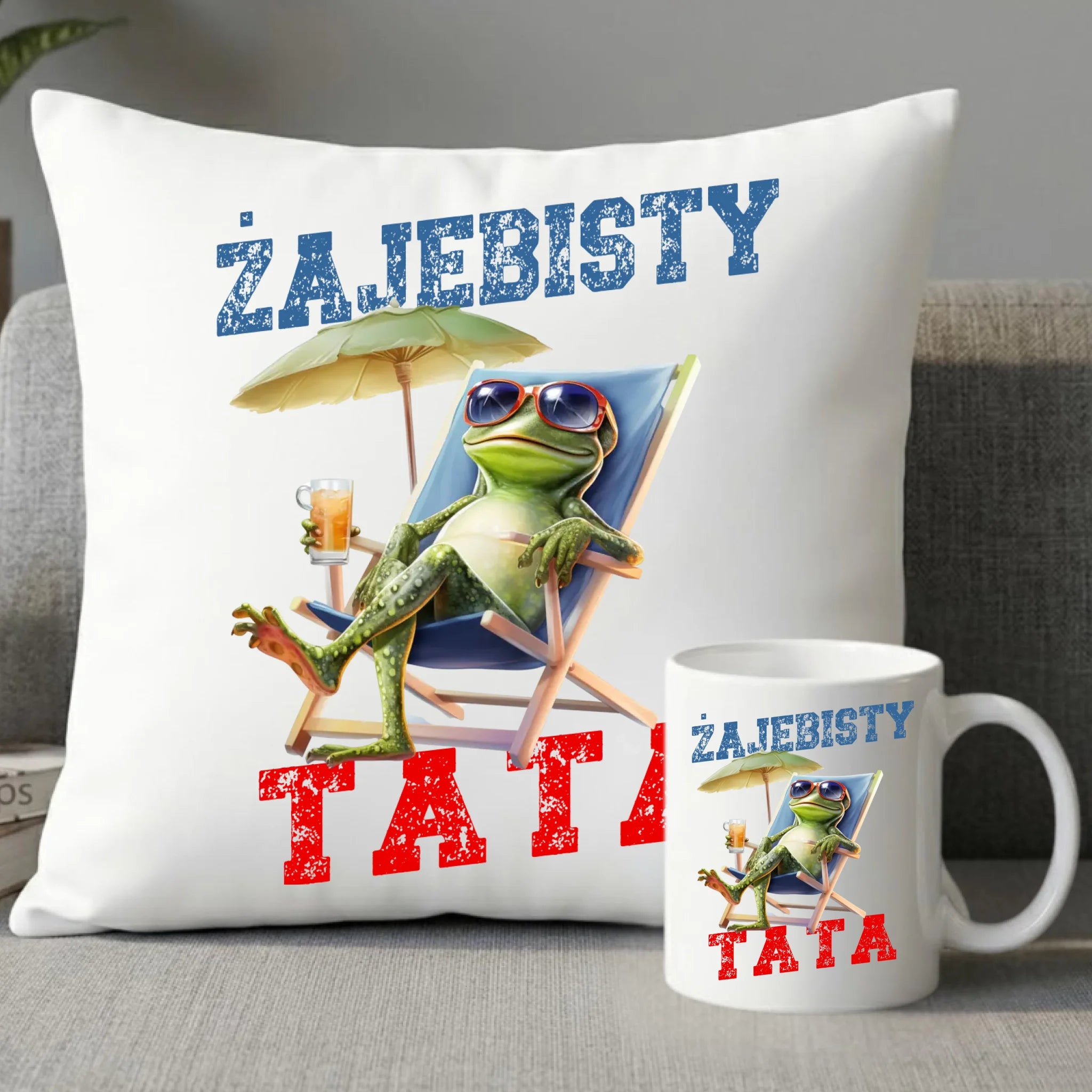 Zestaw poduszka i kubek dla taty - Żajebisty Tata DT35 - StoryCups.pl