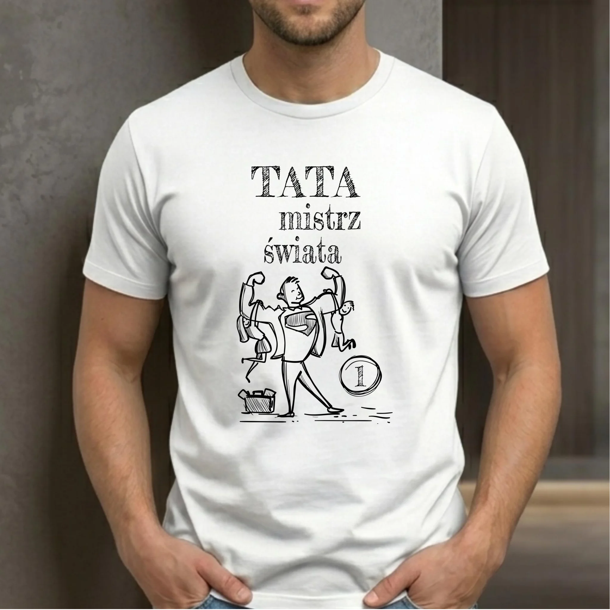 Koszulka dla taty - Tata Mistrz Świata DT36 - StoryCups.pl