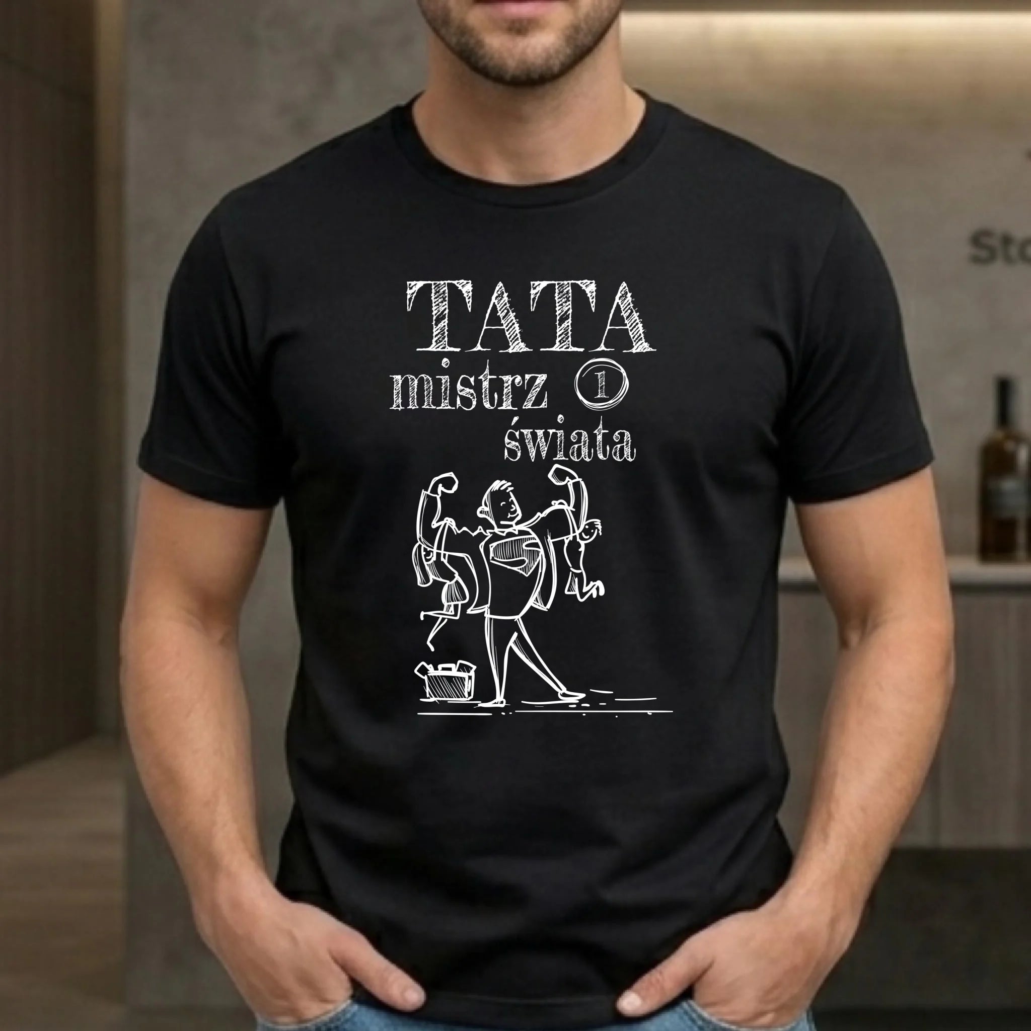 Koszulka dla taty - Tata Mistrz Świata DT36 - StoryCups.pl