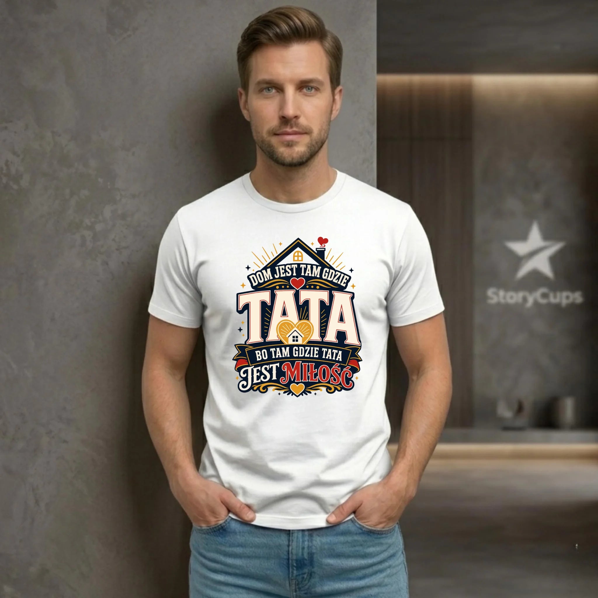 Koszulka dla taty - Dom jest tam gdzie tata DT37 - StoryCups.pl