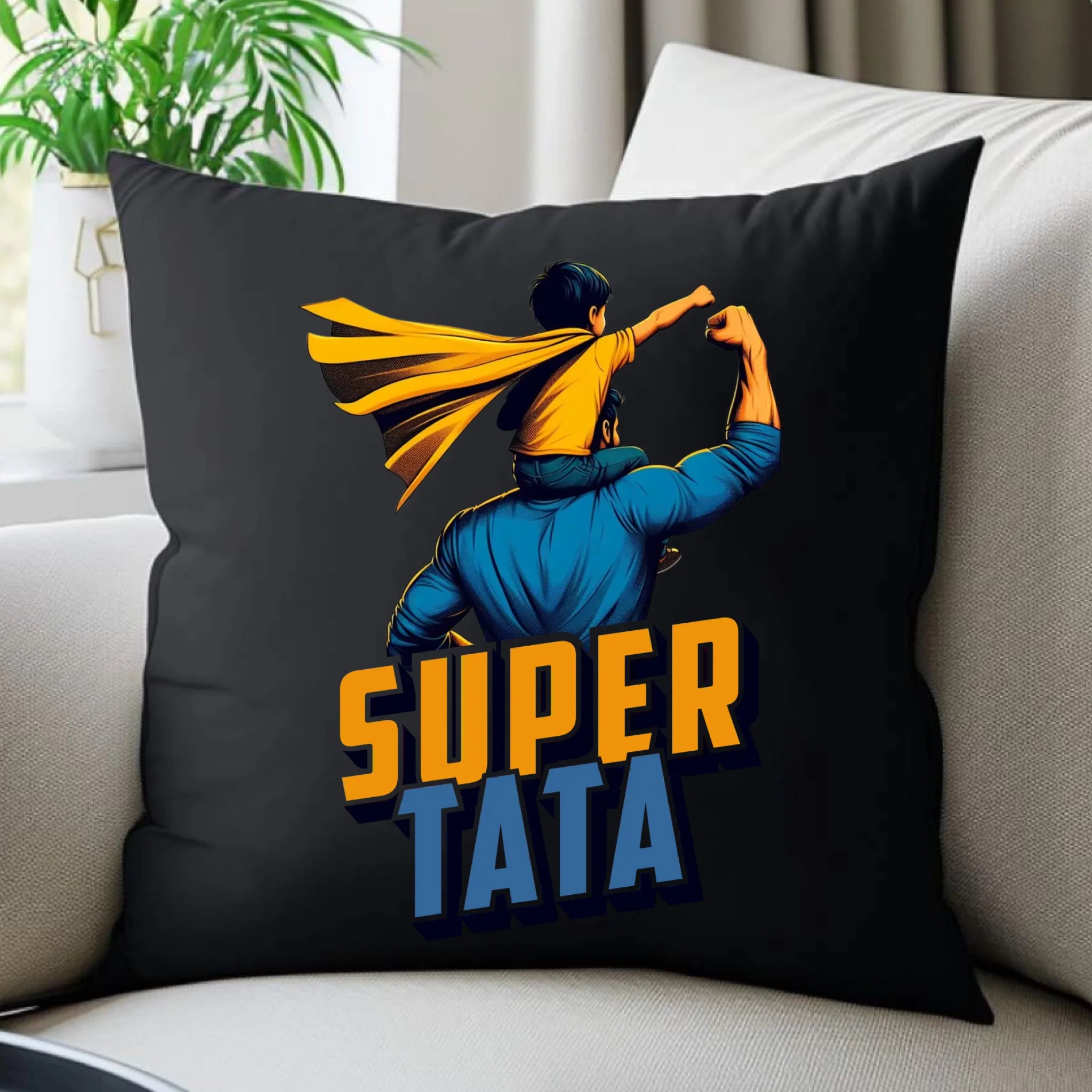 Poduszka dekoracyjna dla taty - Super Tata z synem DT38 - StoryCups.pl