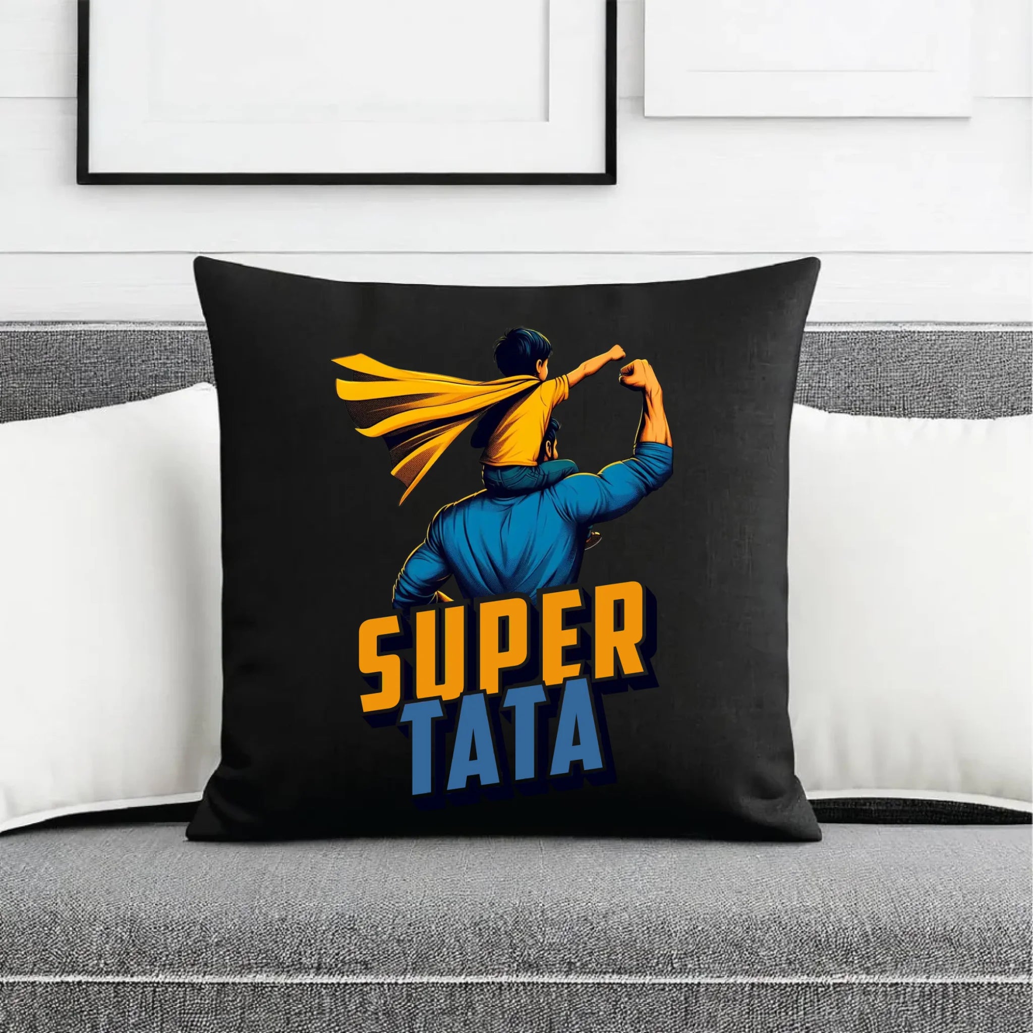 Poduszka dekoracyjna dla taty - Super Tata z synem DT38 - StoryCups.pl