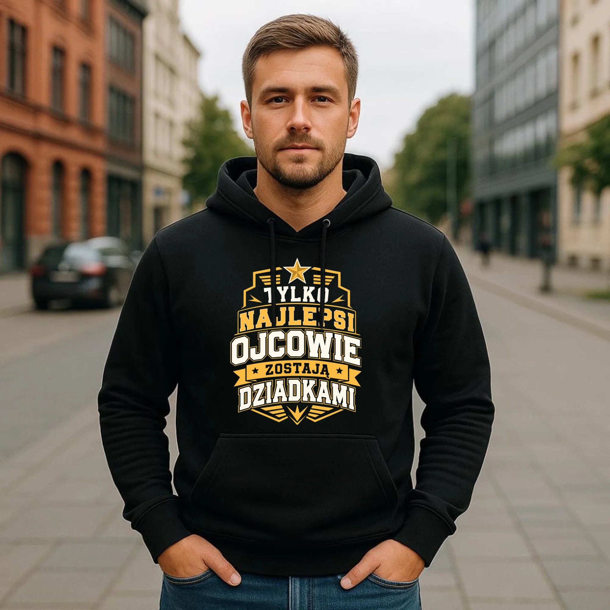 Bluza z kapturem dla taty przyszłego dziadka - Tylko najlepsi ojcowie zostają dziadkami DT39 - StoryCups.pl