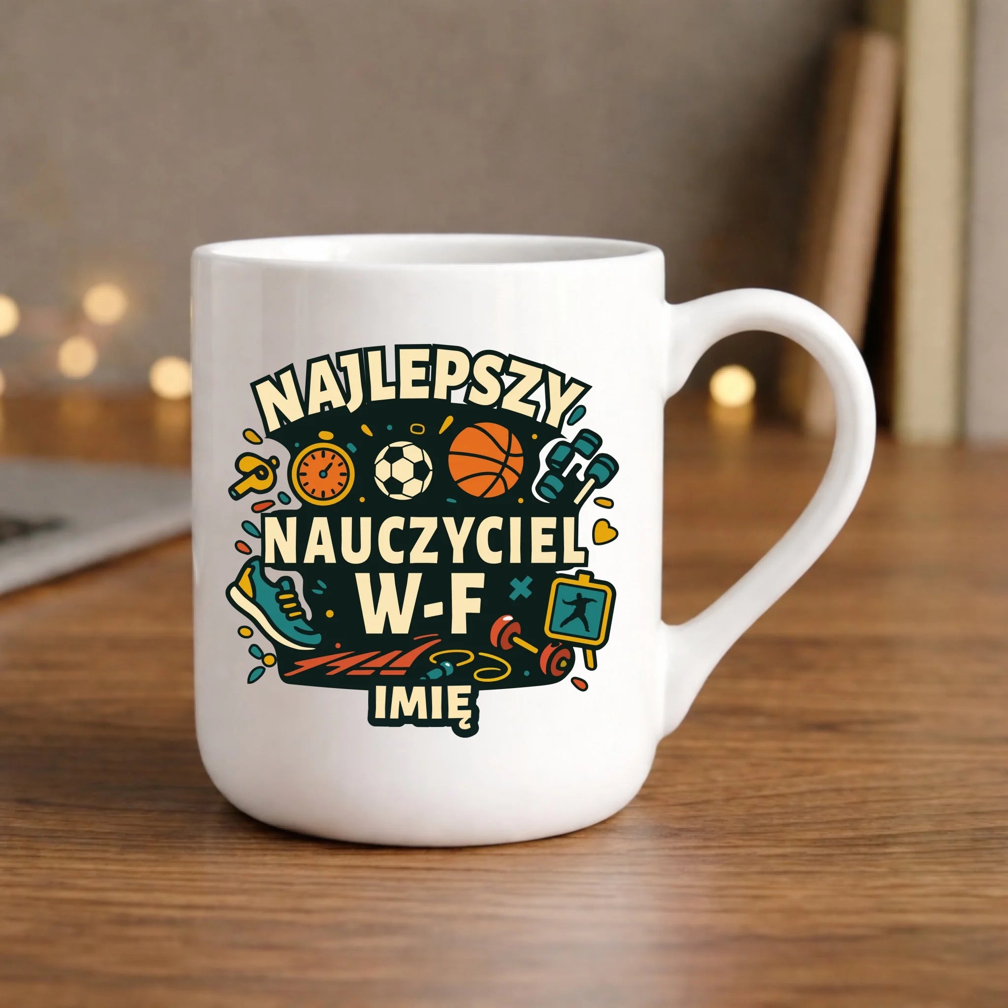 Kubek elegant dla nauczyciela wychowania fizycznego W-F - personalizowany N50 - StoryCups.pl
