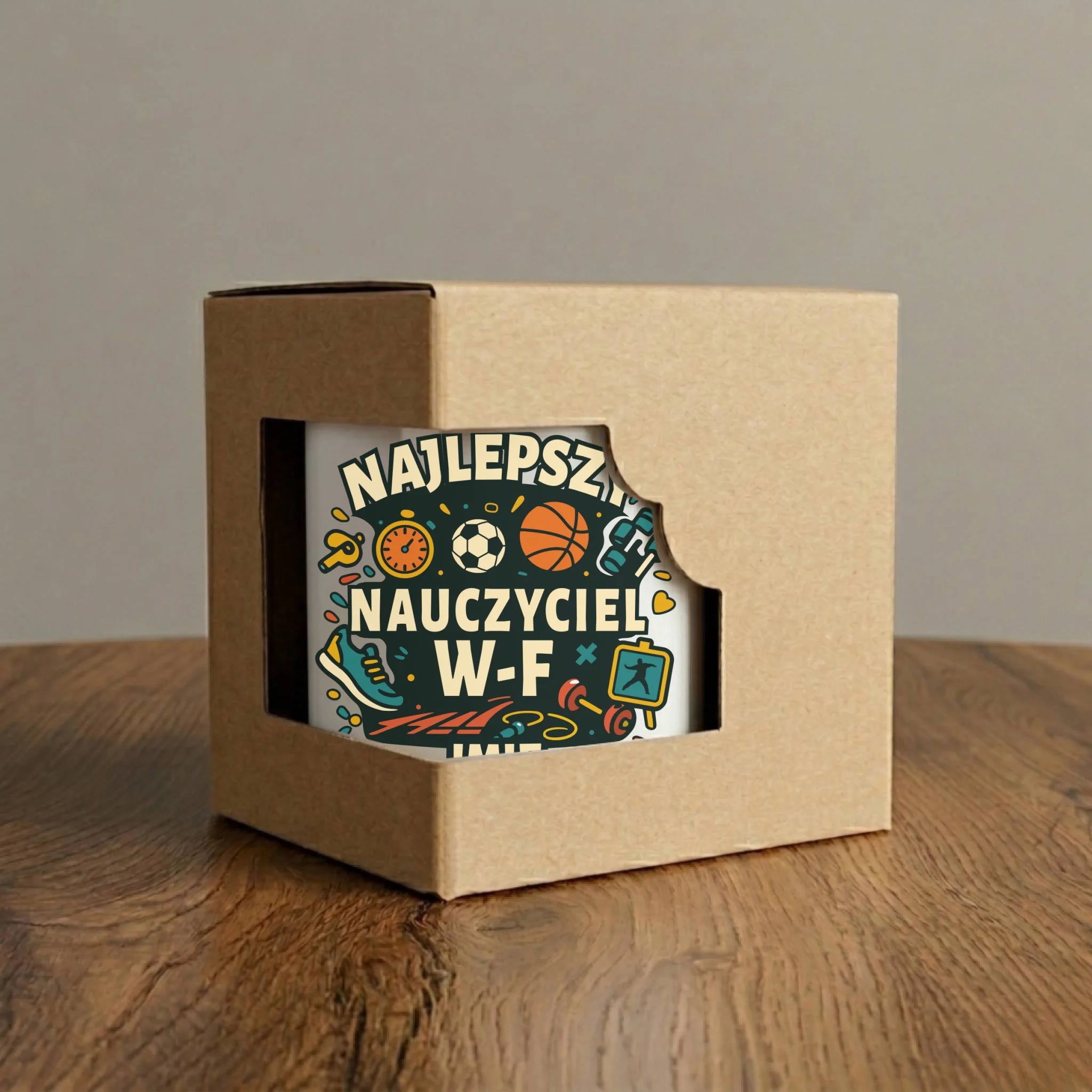 Kubek magiczny dla nauczyciela wychowania fizycznego W-F - personalizowany N50 - StoryCups.pl