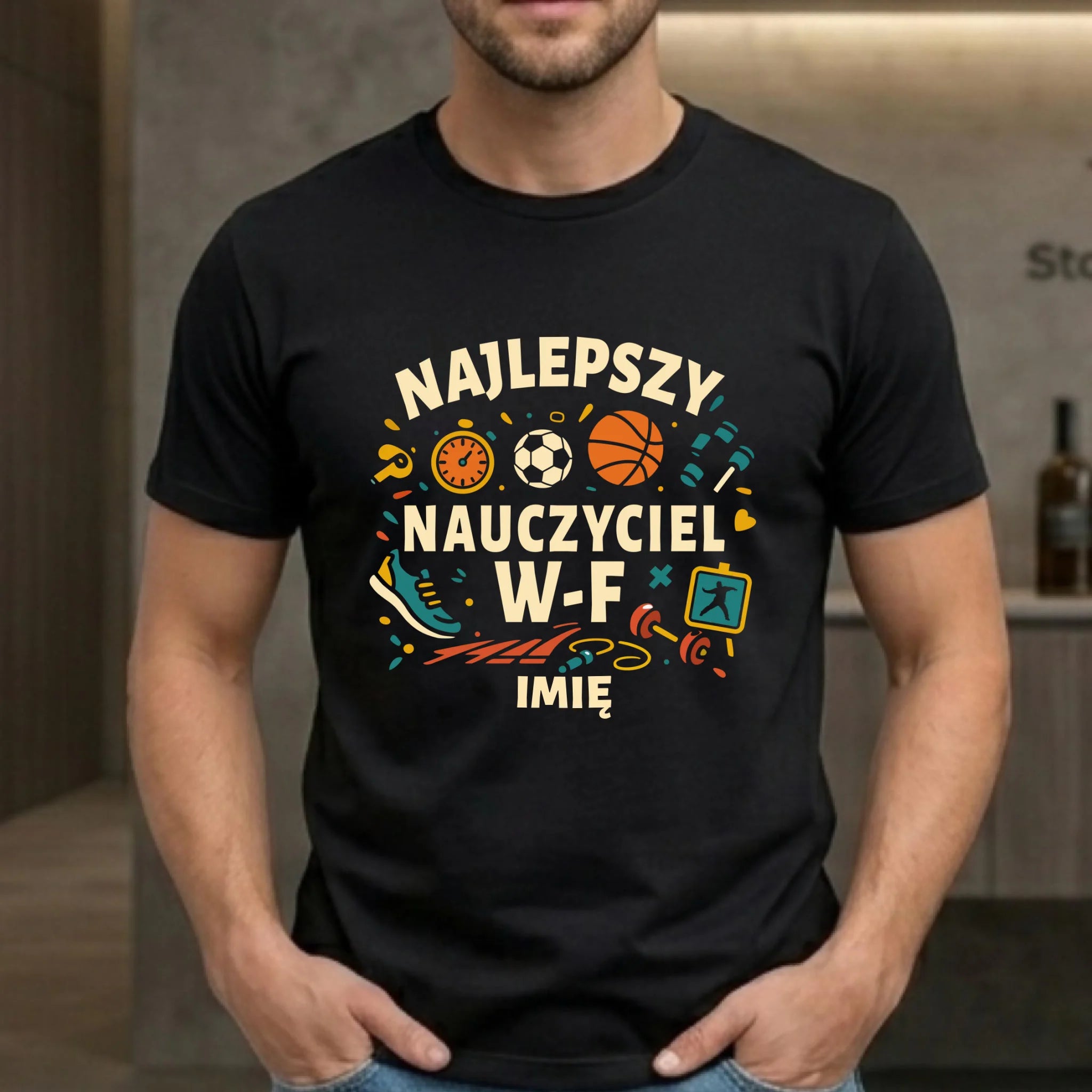 Koszulka dla nauczyciela wychowania fizycznego W-F - personalizowana N50 - StoryCups.pl