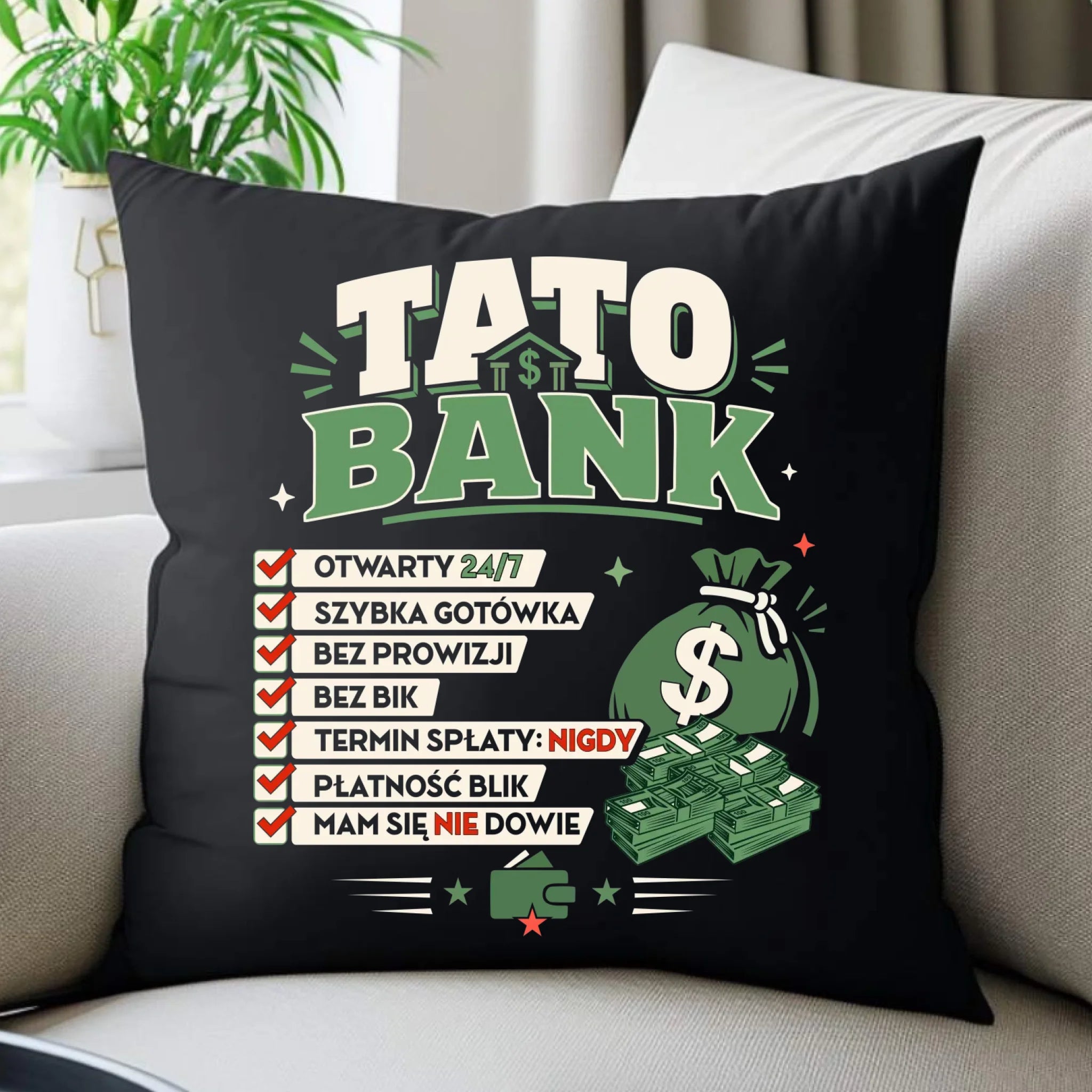 Poduszka dekoracyjna dla taty - Tato Bank DT41 - StoryCups.pl