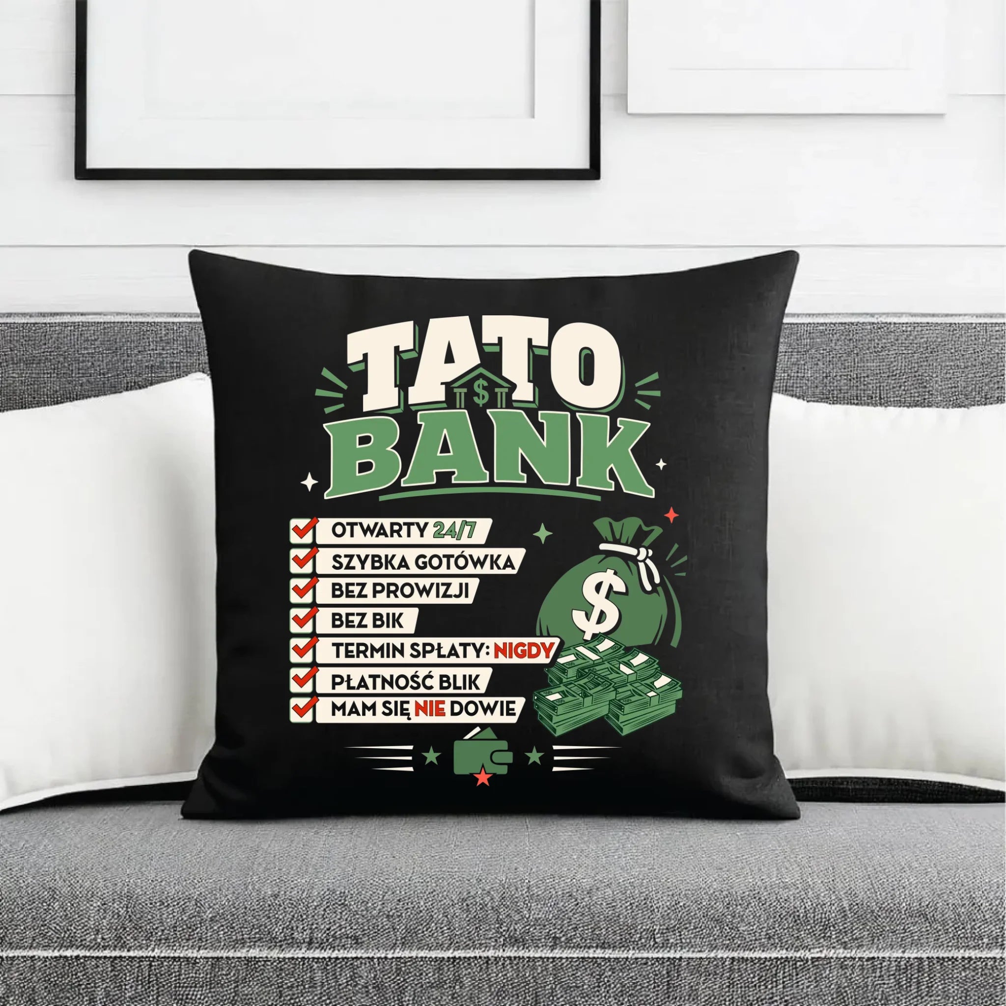 Poduszka dekoracyjna dla taty - Tato Bank DT41 - StoryCups.pl