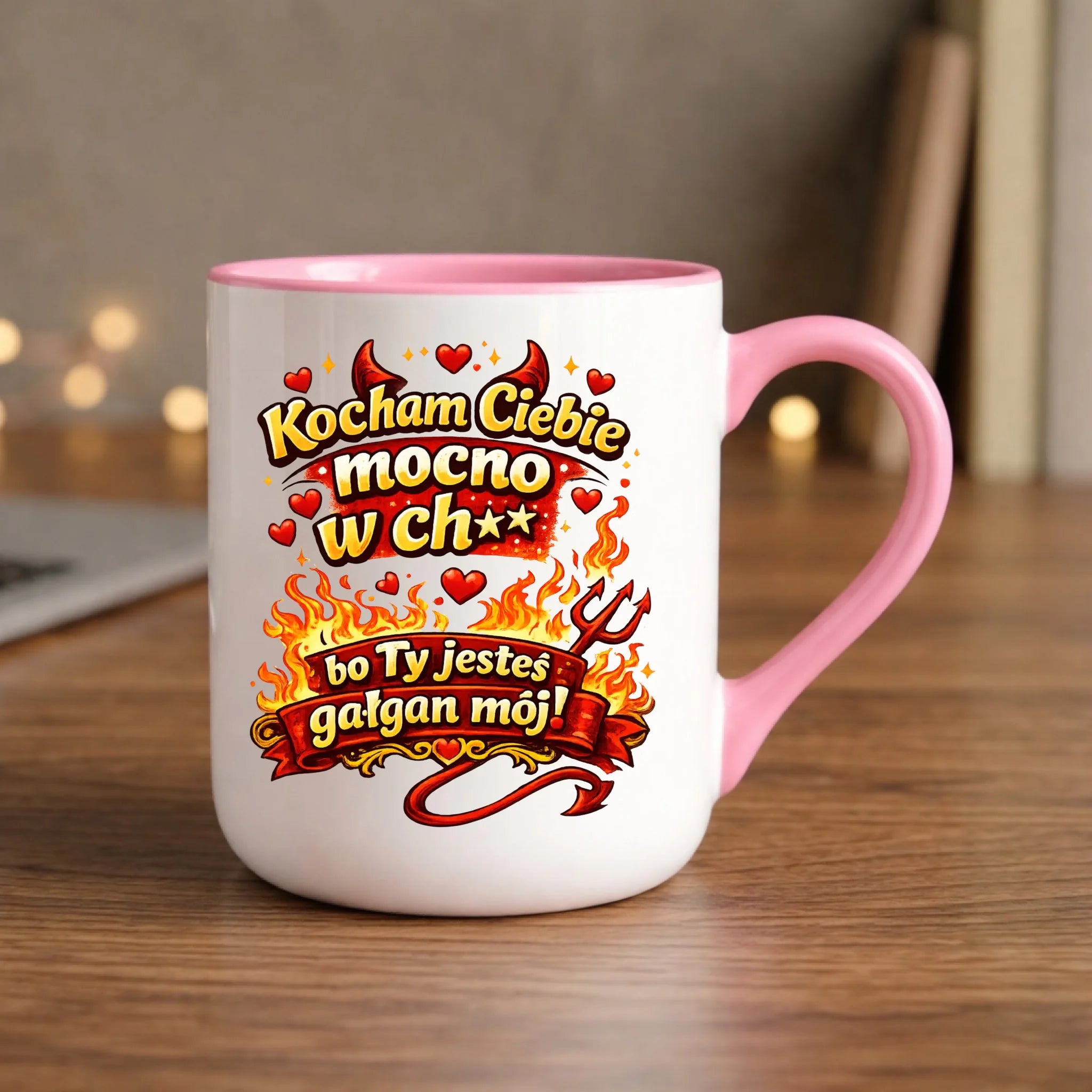 Kubek elegant dla par - Kocham Ciebie mocno w ch** bo Ty jesteś gałgan mój W82 - StoryCups.pl