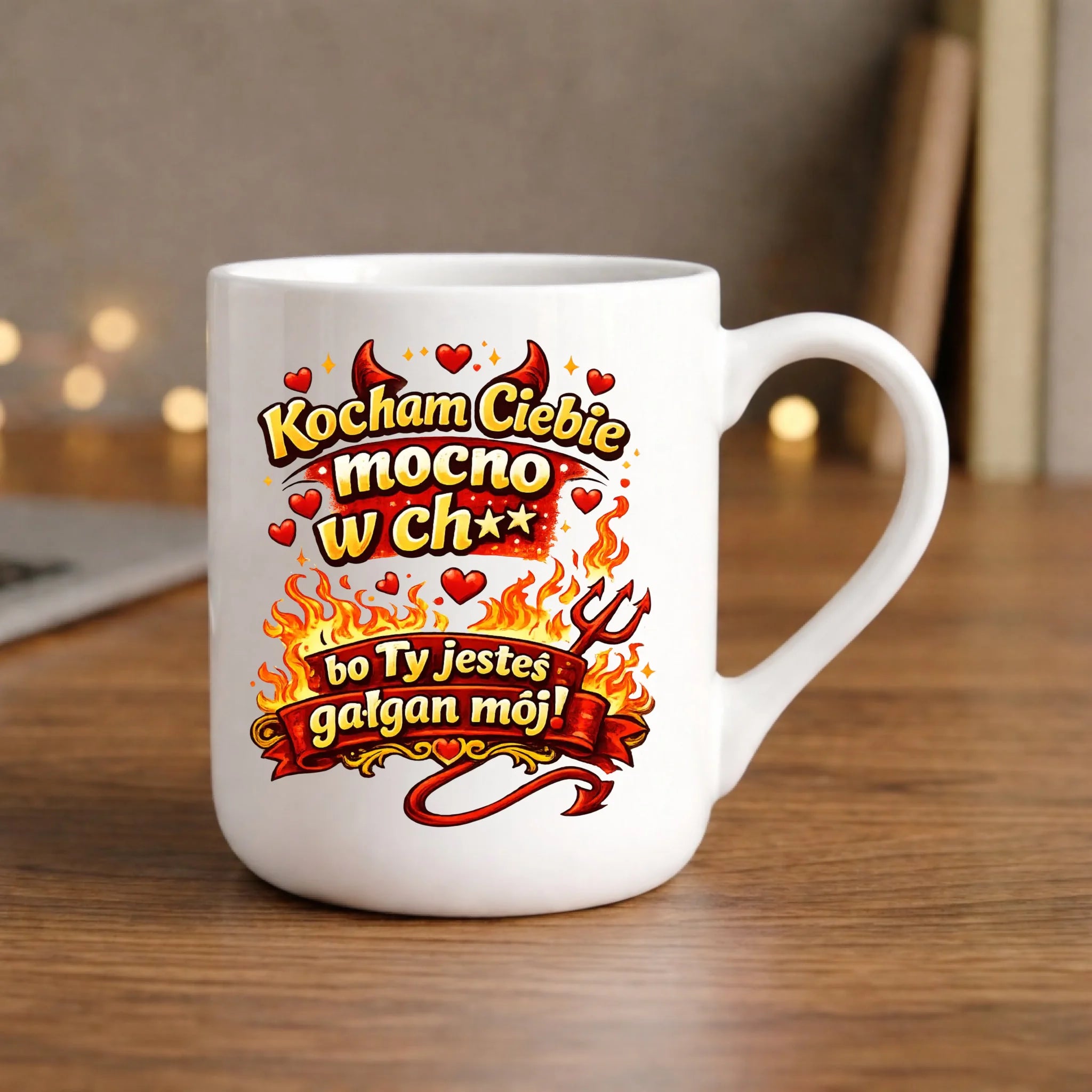 Kubek elegant dla par - Kocham Ciebie mocno w ch** bo Ty jesteś gałgan mój W82 - StoryCups.pl