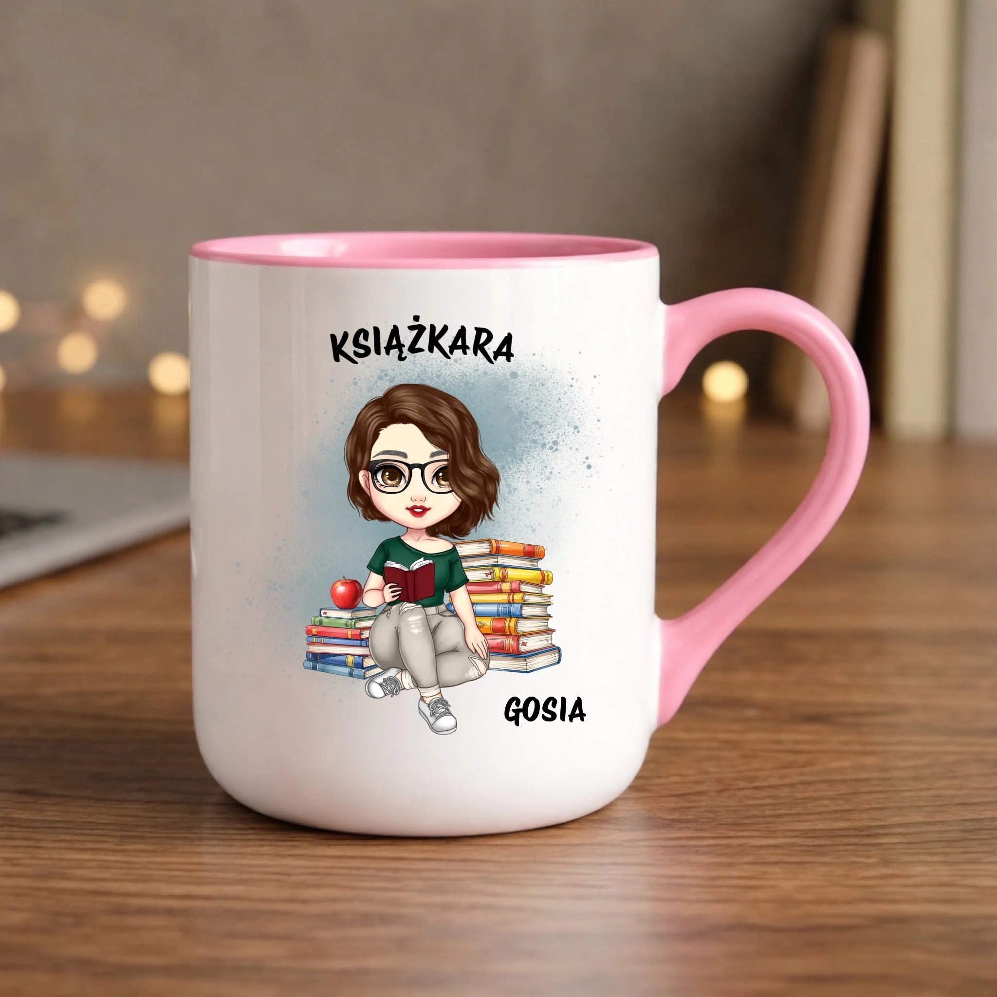 Kubek elegant - Książkara - Prezent dla miłośniczki czytania książek - personalizowany DZ03
