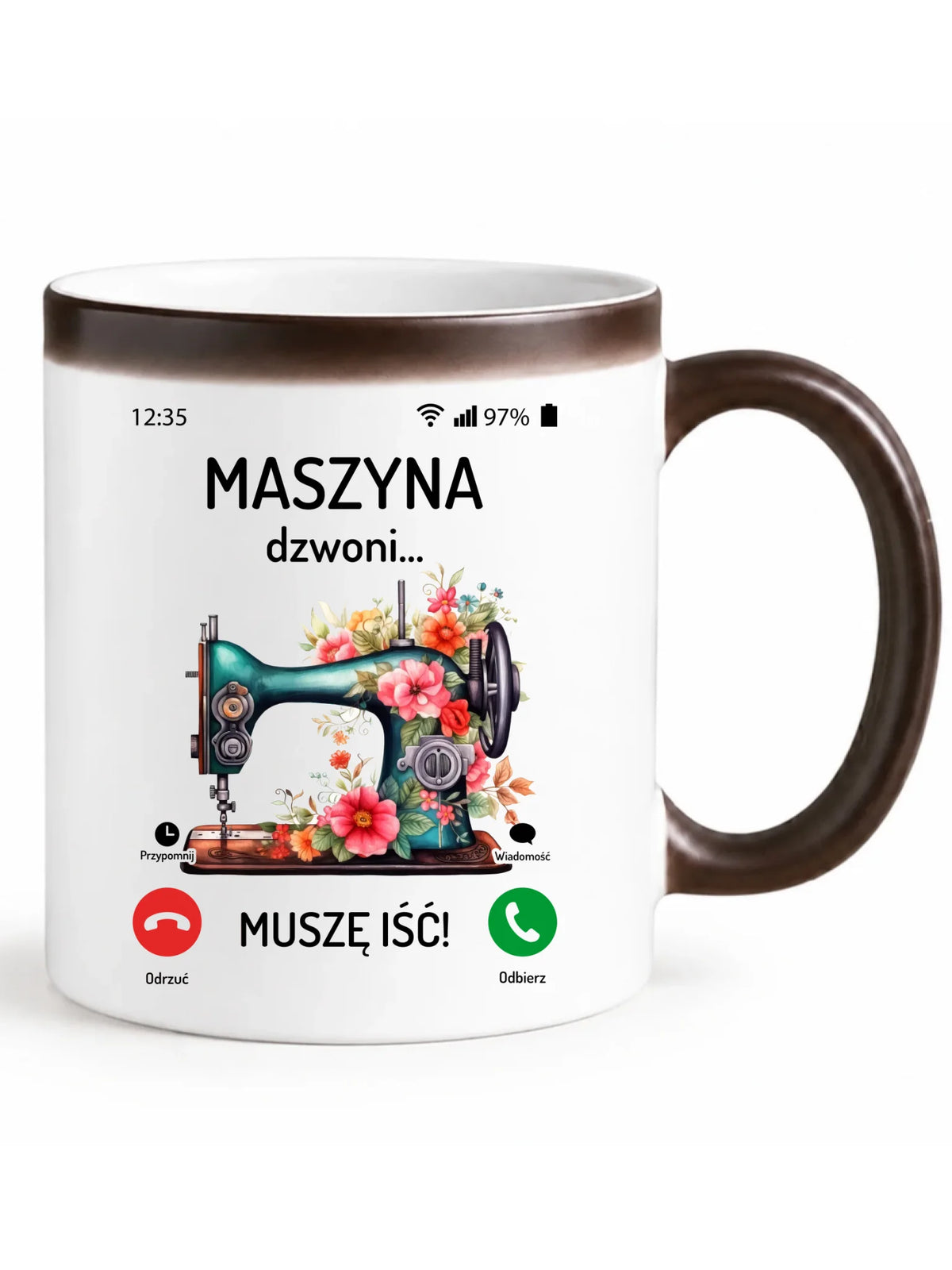 Kubek magiczny szyciowy dla krawcowej - Maszyna dzwoni muszę iść HS05